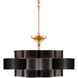 Grand Lotus 6 Light 30 inch Satin Black/Contemporary Gold Leaf Chandelier Ceiling Light, Large, Semi-Flush Convertible