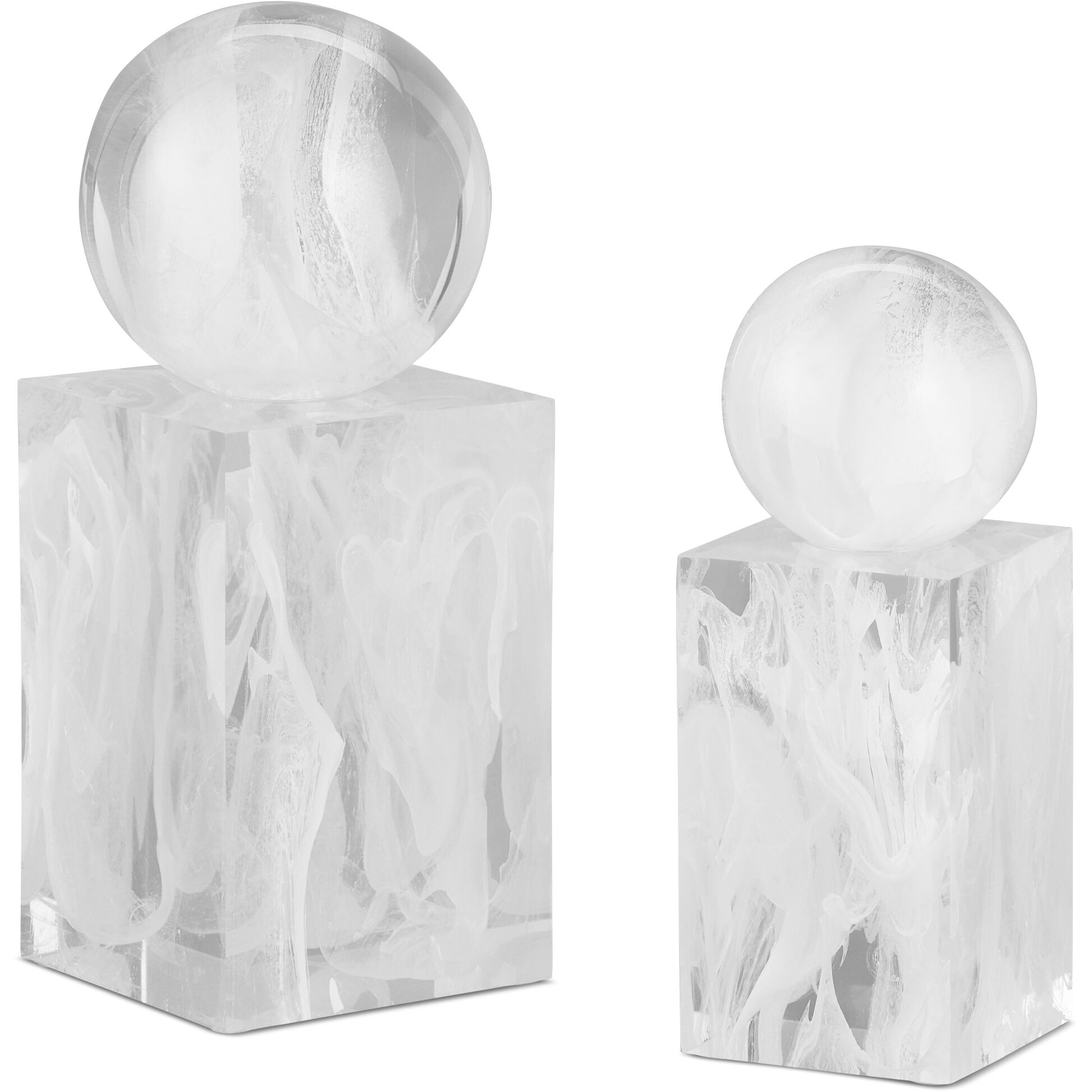 Nova White Swirl Objects, Set of 2