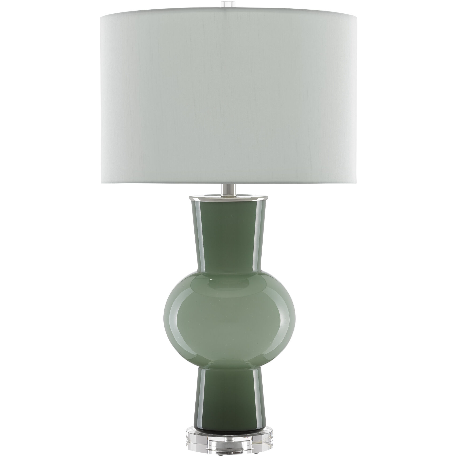 Duende 30 inch 150 watt Light and Dark Green/Polished Nickel/Clear Table Lamp Portable Light