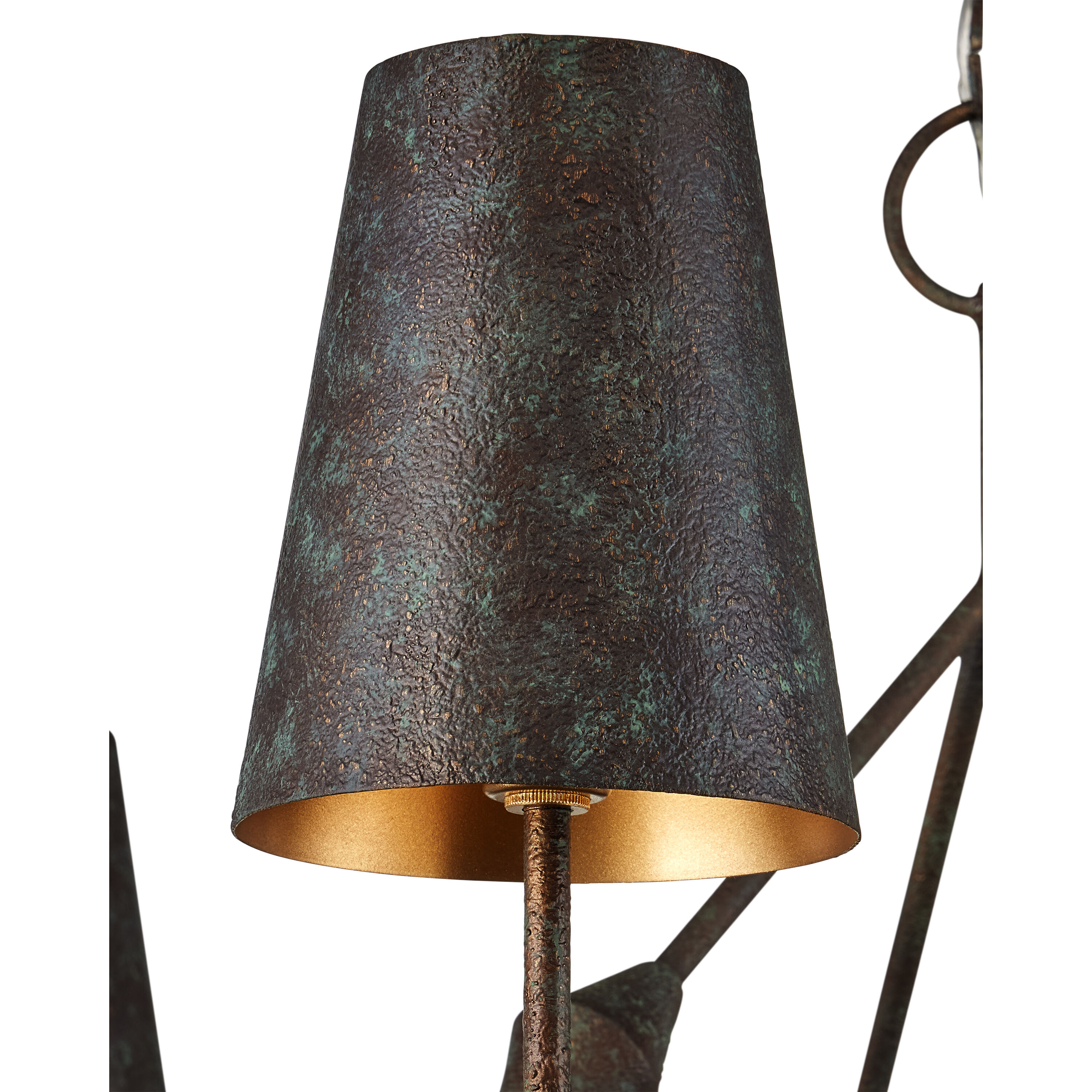 Anselm 6 Light 39.5 inch Verde Bronze/Contemporary Gold Chandelier Ceiling Light