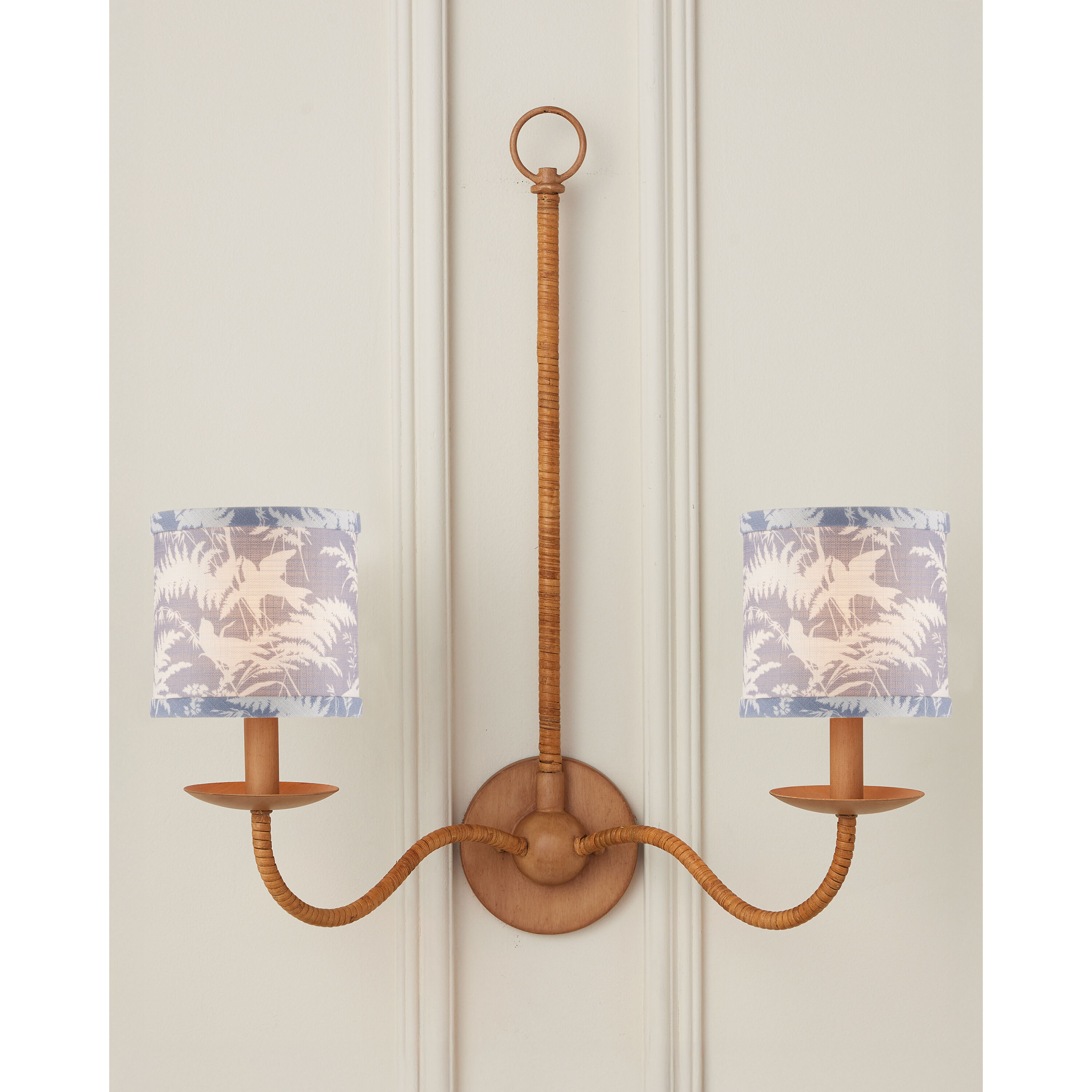 Aviary Dusty Blue/Ivory Drum Chandelier Shade