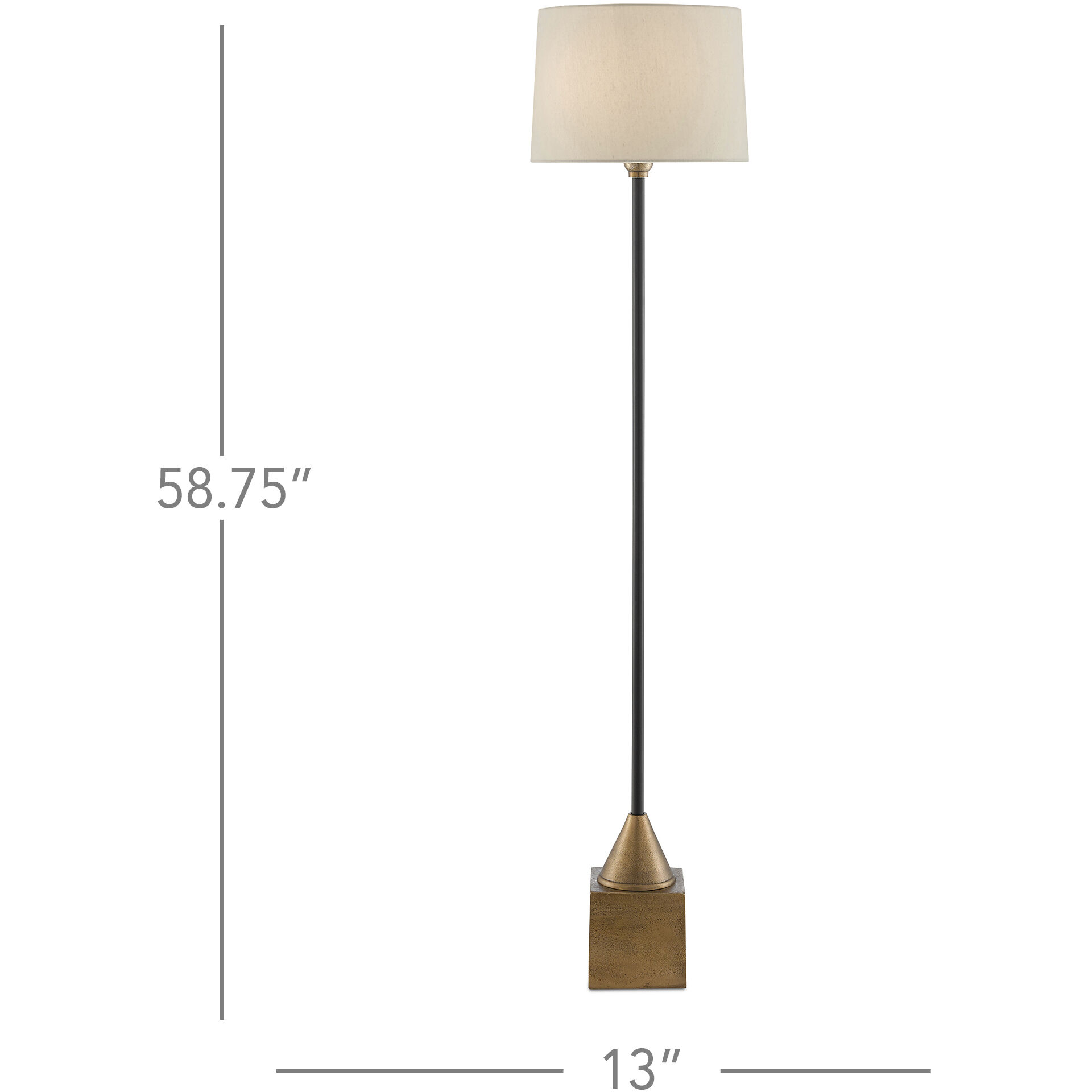 Keeler 58.75 inch 100 watt Antique Brass/Black Floor Lamp Portable Light