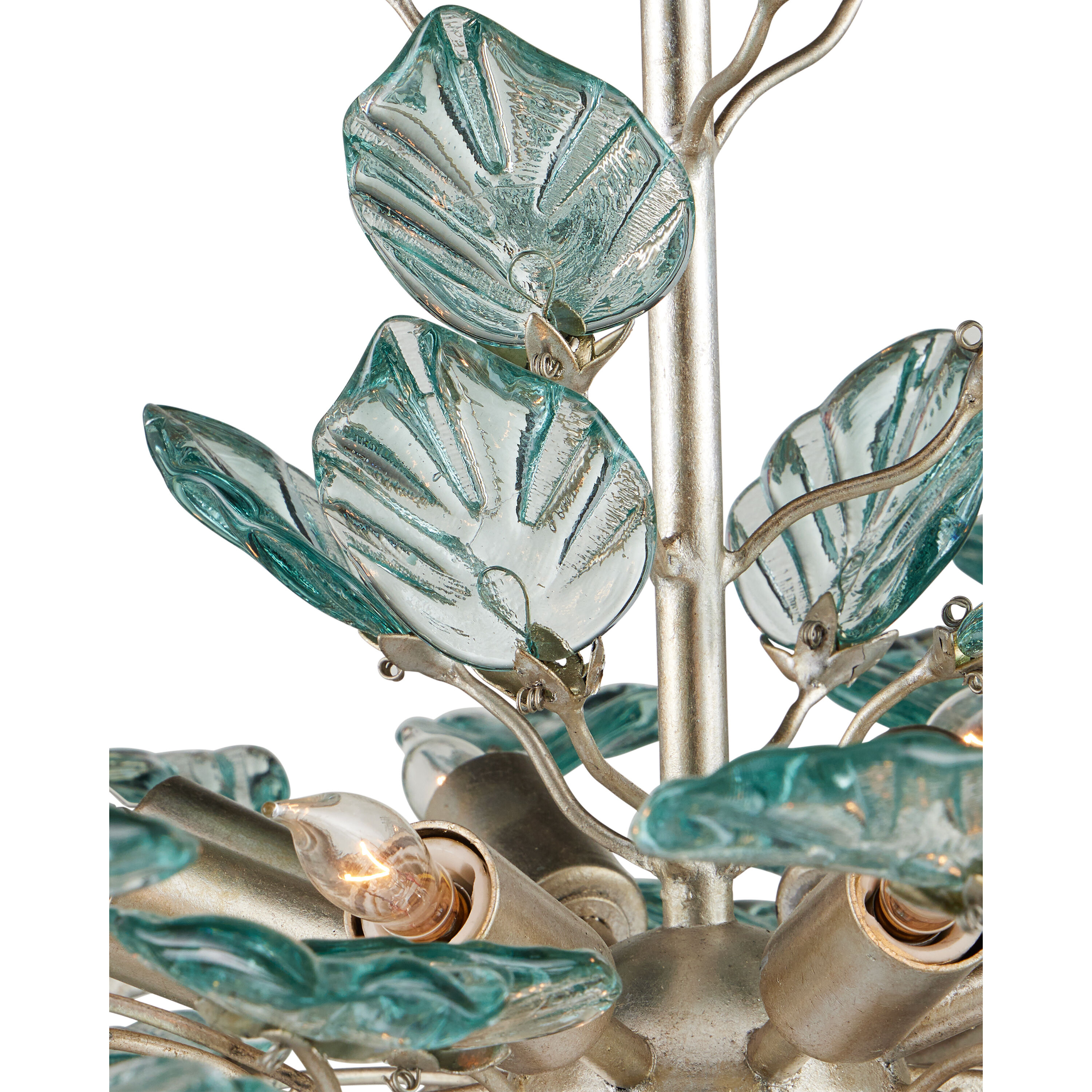 Baobab 8 Light 36 inch Clear/Contemporary Silver Leaf/Contemporary Silver Chandelier Ceiling Light, Medium