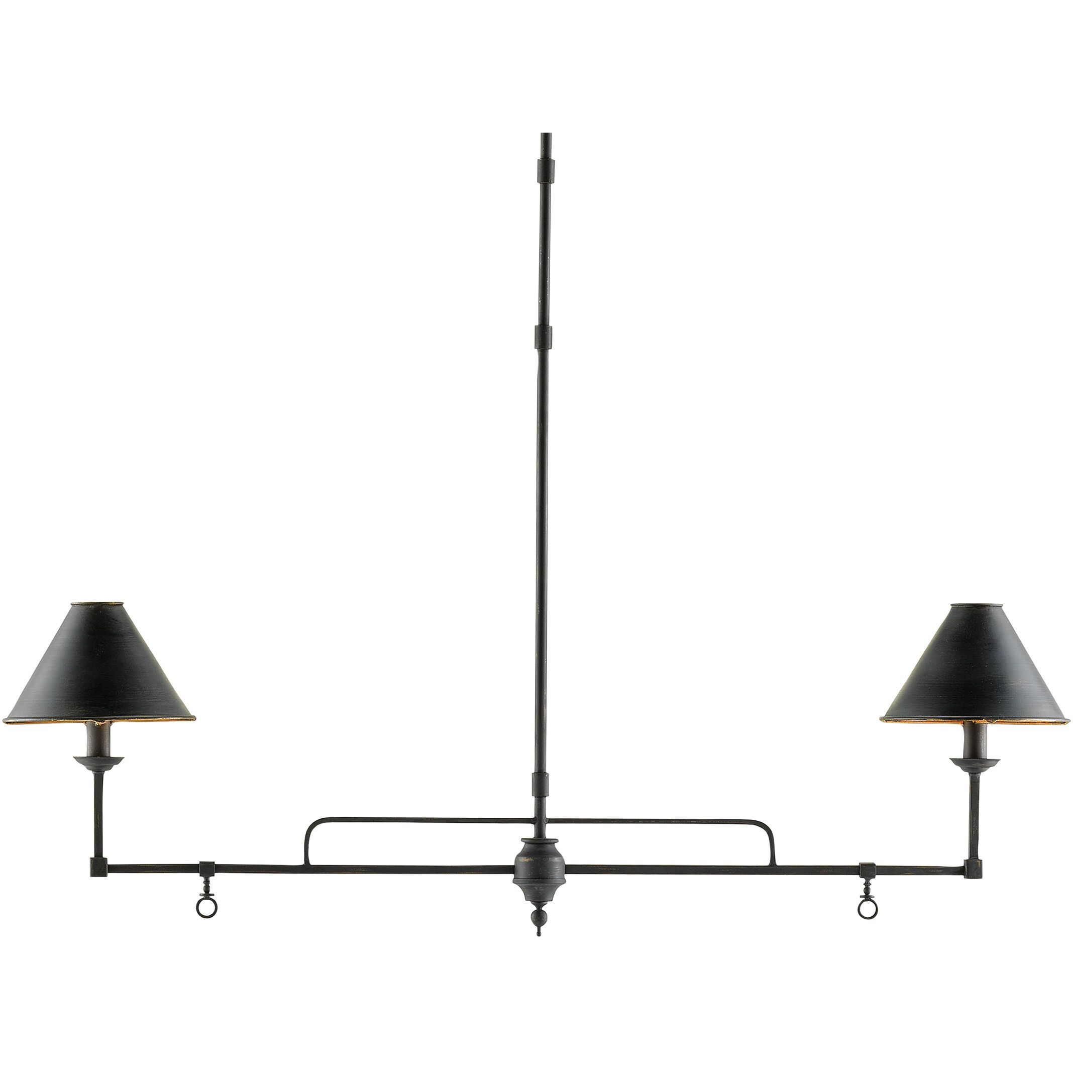 Prosperity 2 Light 44.5 inch French Black/Contemporary Gold Leaf Interior Chandelier Ceiling Light, Rectangular