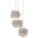 Birds Nest 3 Light 11.5 inch Painted Silver/Clear Multi-Drop Pendant Ceiling Light