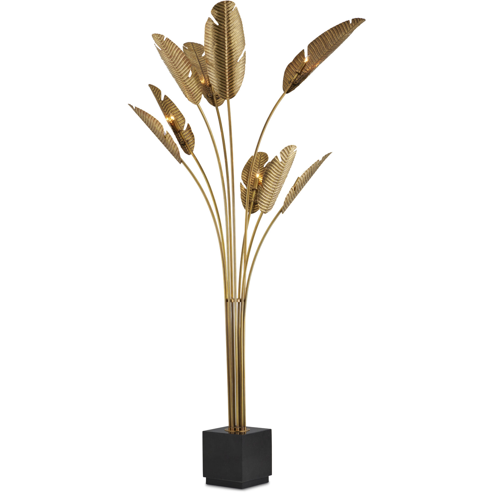 Tropical 87.25 inch 40 watt Vintage Brass/Black Floor Lamp Portable Light, Grande