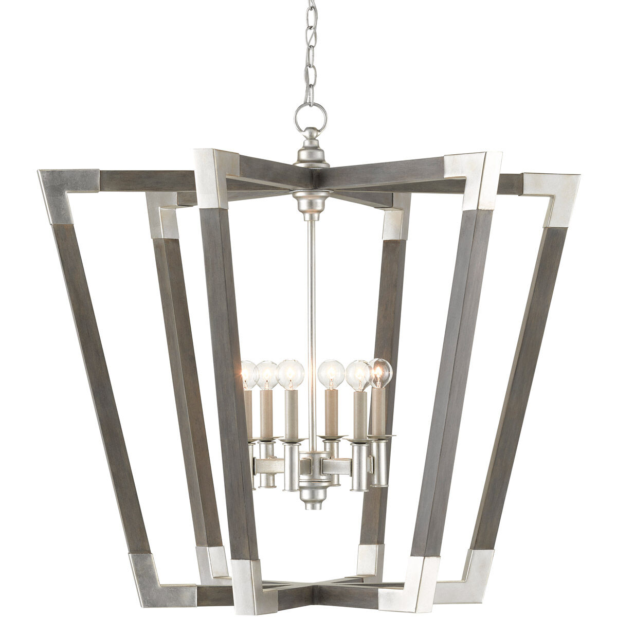Bastian 6 Light 37.25 inch Chateau Gray/Contemporary Silver Leaf Chandelier Ceiling Light, Large