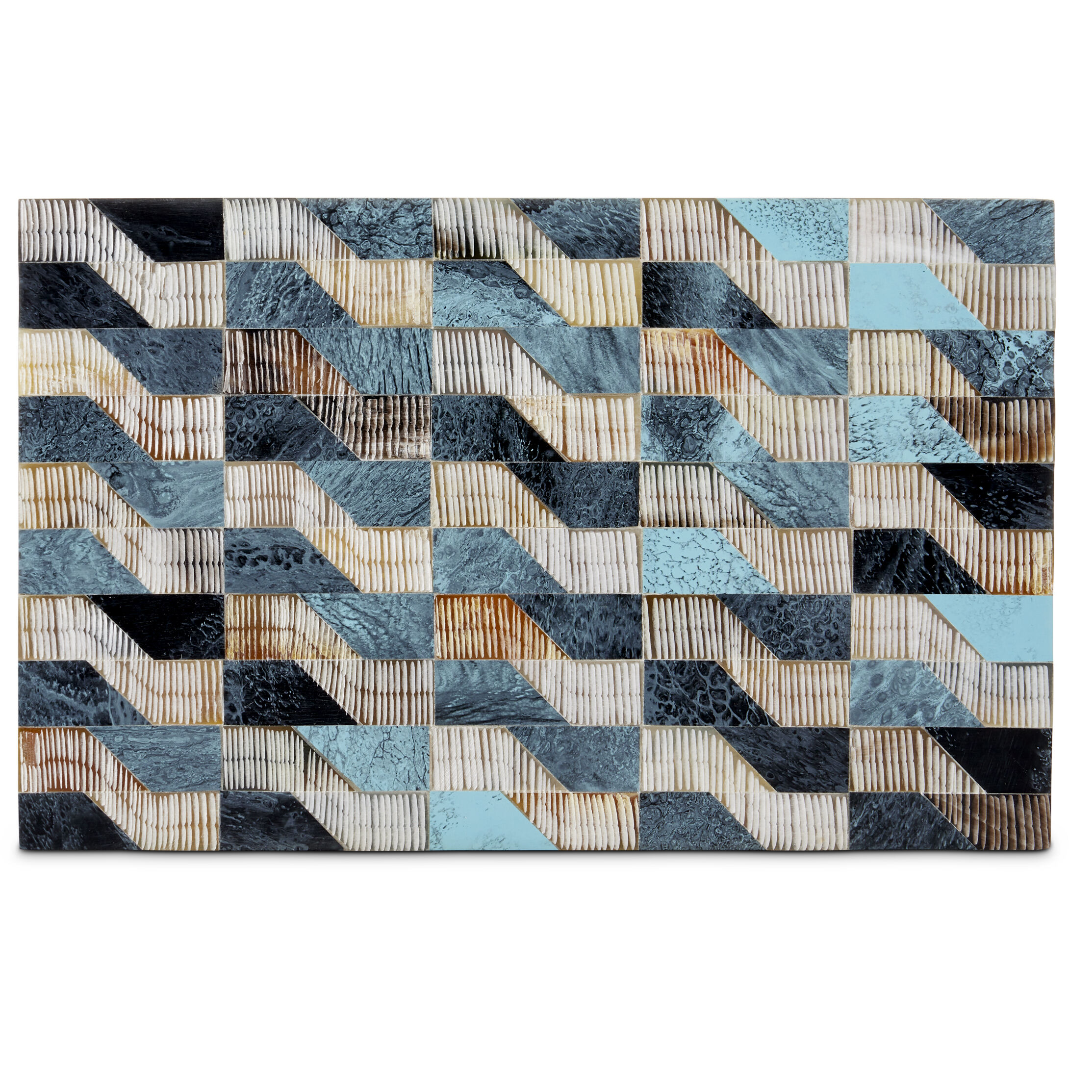 Ezra 12 inch Blue/Natural/Linen Boxes, Set of 2