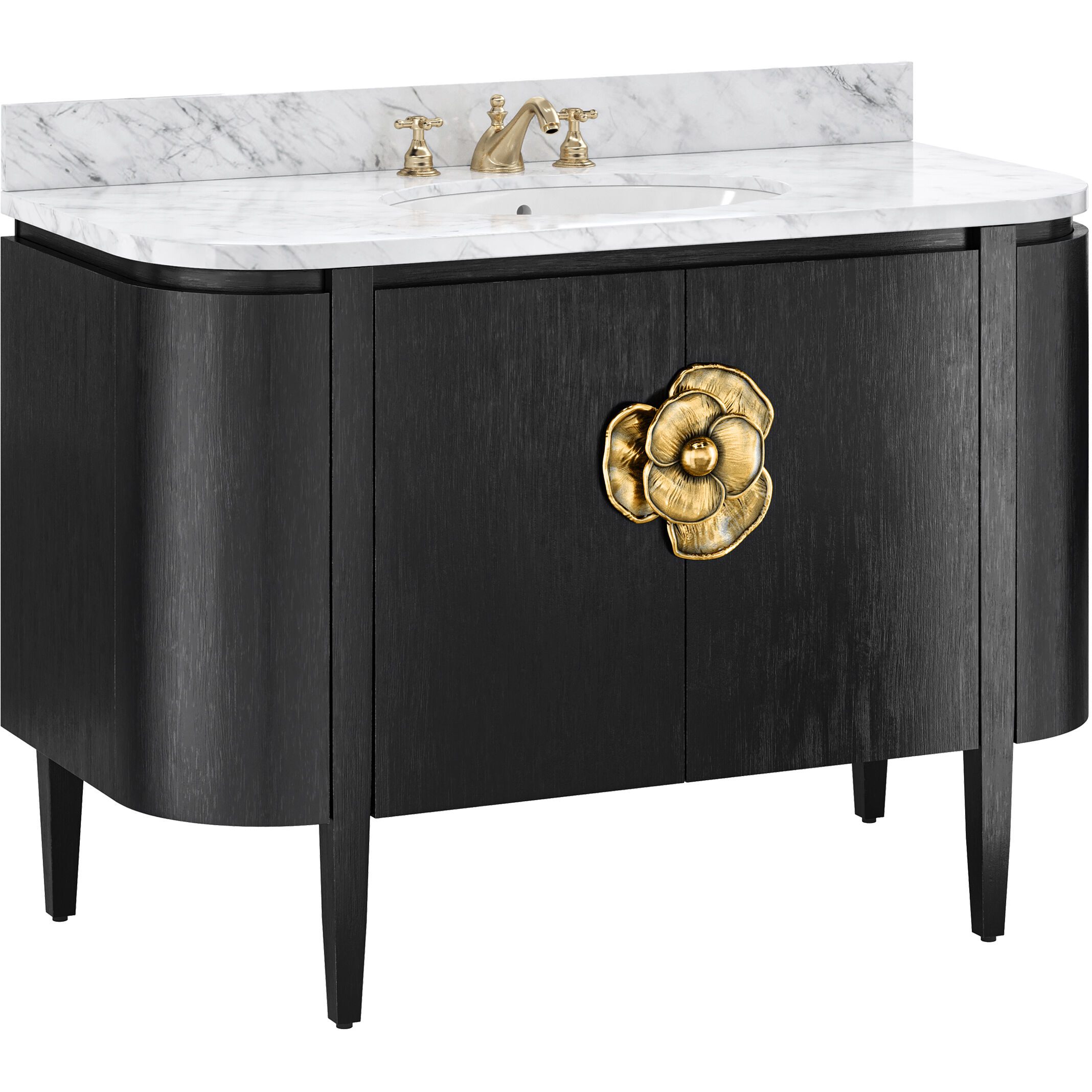 Briallen 48 X 34.25 inch Caviar Black/Natural/White/Light Antique Brass Vanity with Undermount Sink