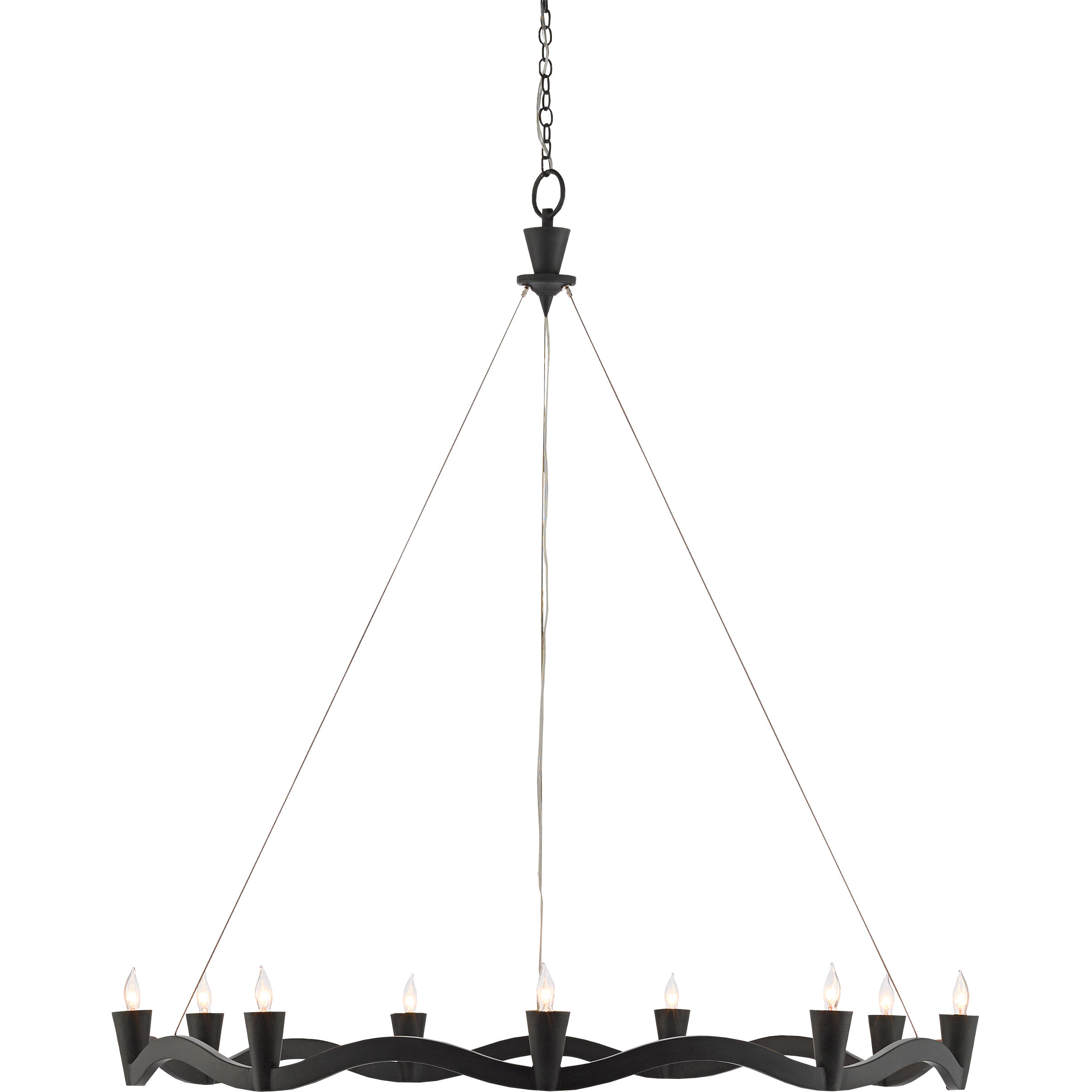 Serpentina 9 Light 37 inch Antique Black Chandelier Ceiling Light