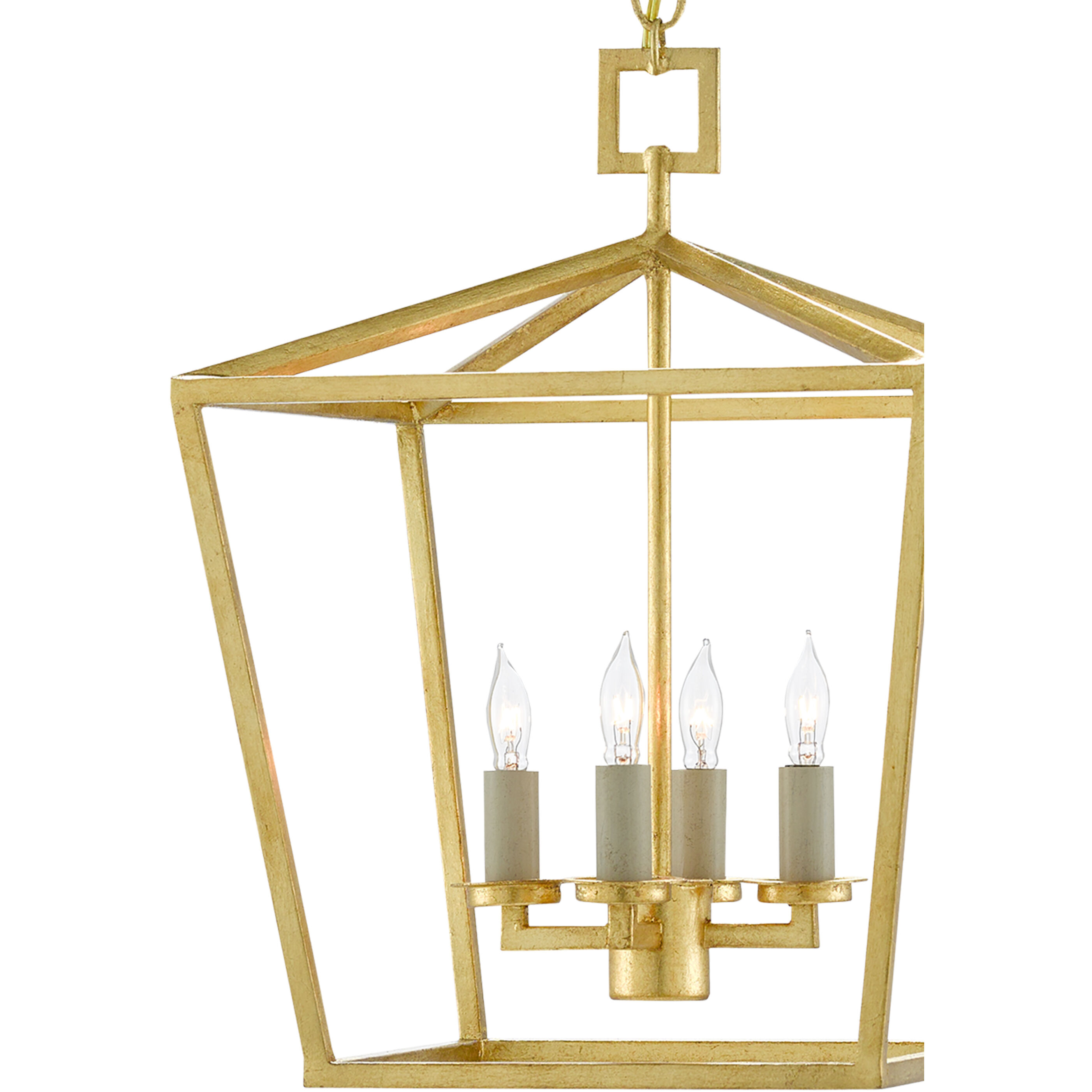 Denison 4 Light 12 inch Contemporary Gold Leaf Lantern Pendant Ceiling Light, Small