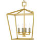 Denison 4 Light 12 inch Contemporary Gold Leaf Lantern Pendant Ceiling Light, Small