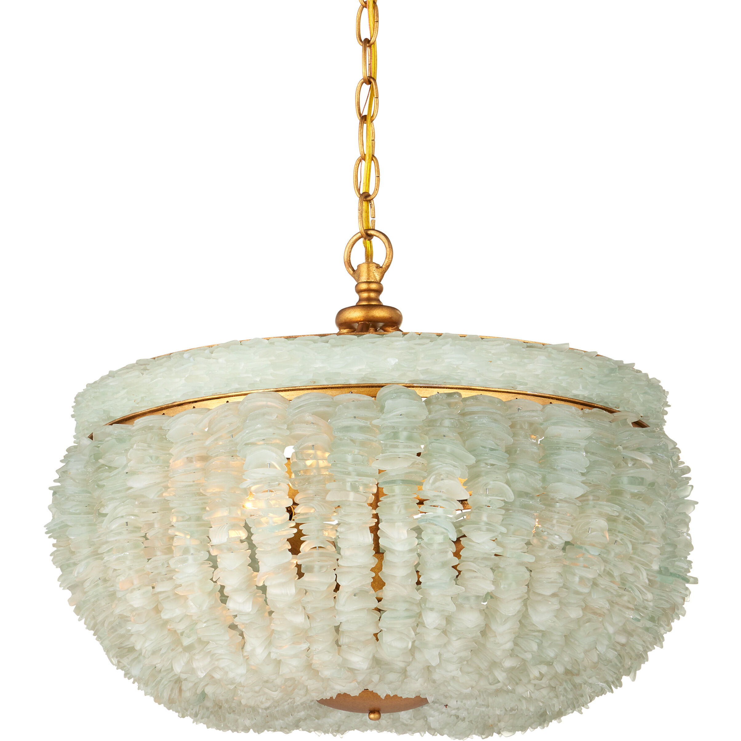 Bayou 3 Light 19 inch Contemporary Gold Leaf/Seaglass Chandelier Ceiling Light