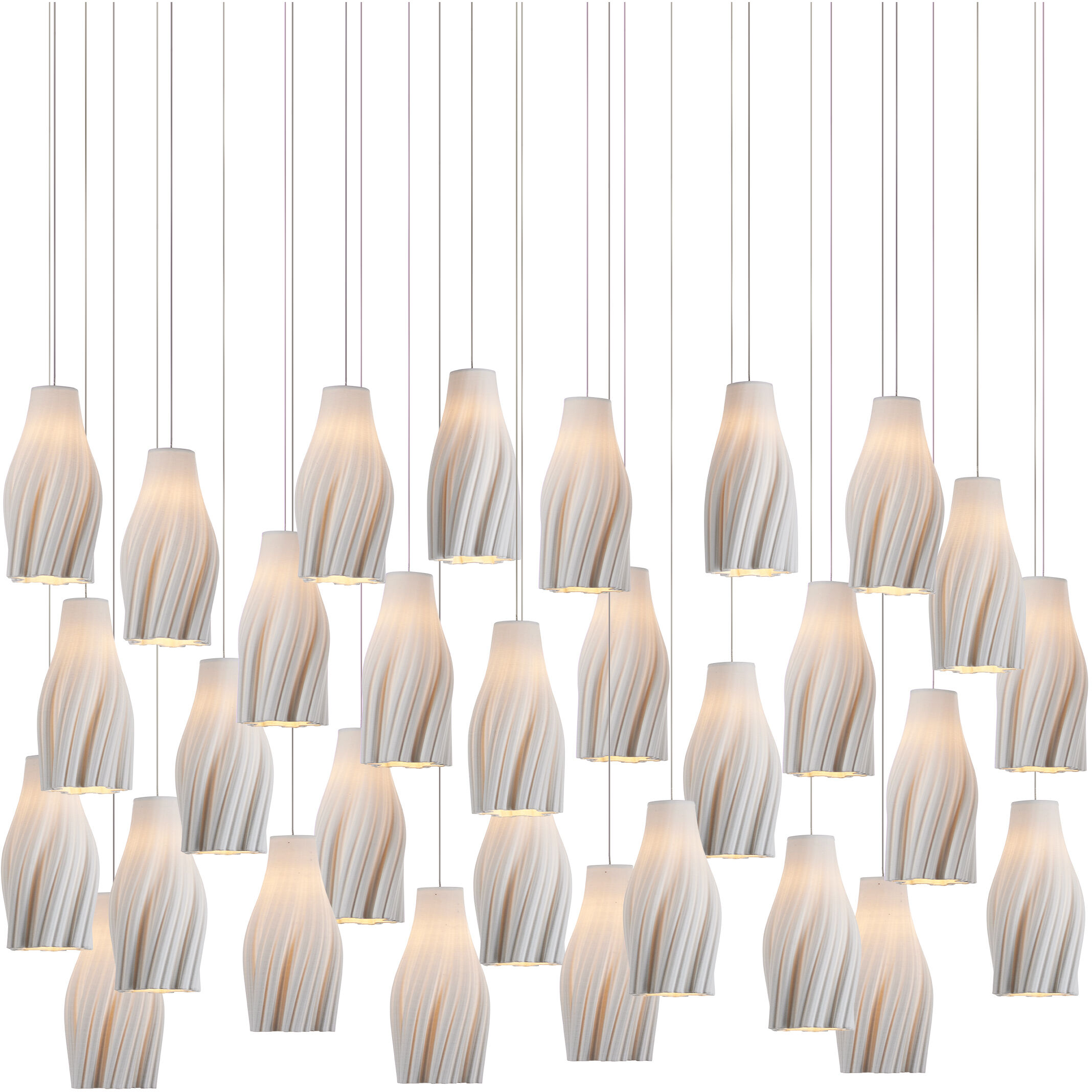 Posh 30 Light 54 inch White/Silver Multi-Drop Pendant Ceiling Light