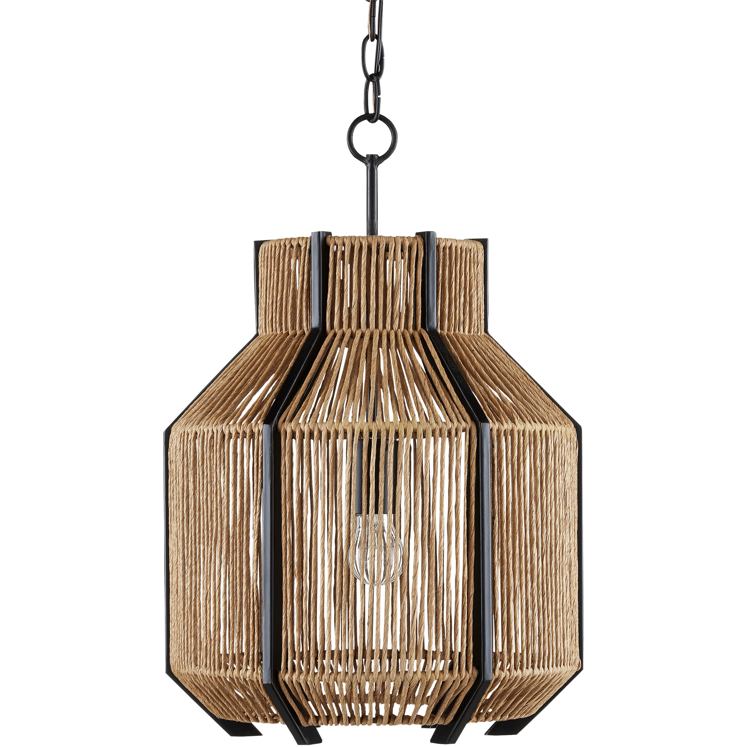Mali 1 Light 13.5 inch Satin Black/Khaki/Kraft Paper Twine Pendant Ceiling Light