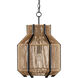 Mali 1 Light 13.5 inch Satin Black/Khaki/Kraft Paper Twine Pendant Ceiling Light