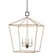 Denison 4 Light 26 inch Mol&eacute; Black/Natural Rattan Lantern Pendant Ceiling Light