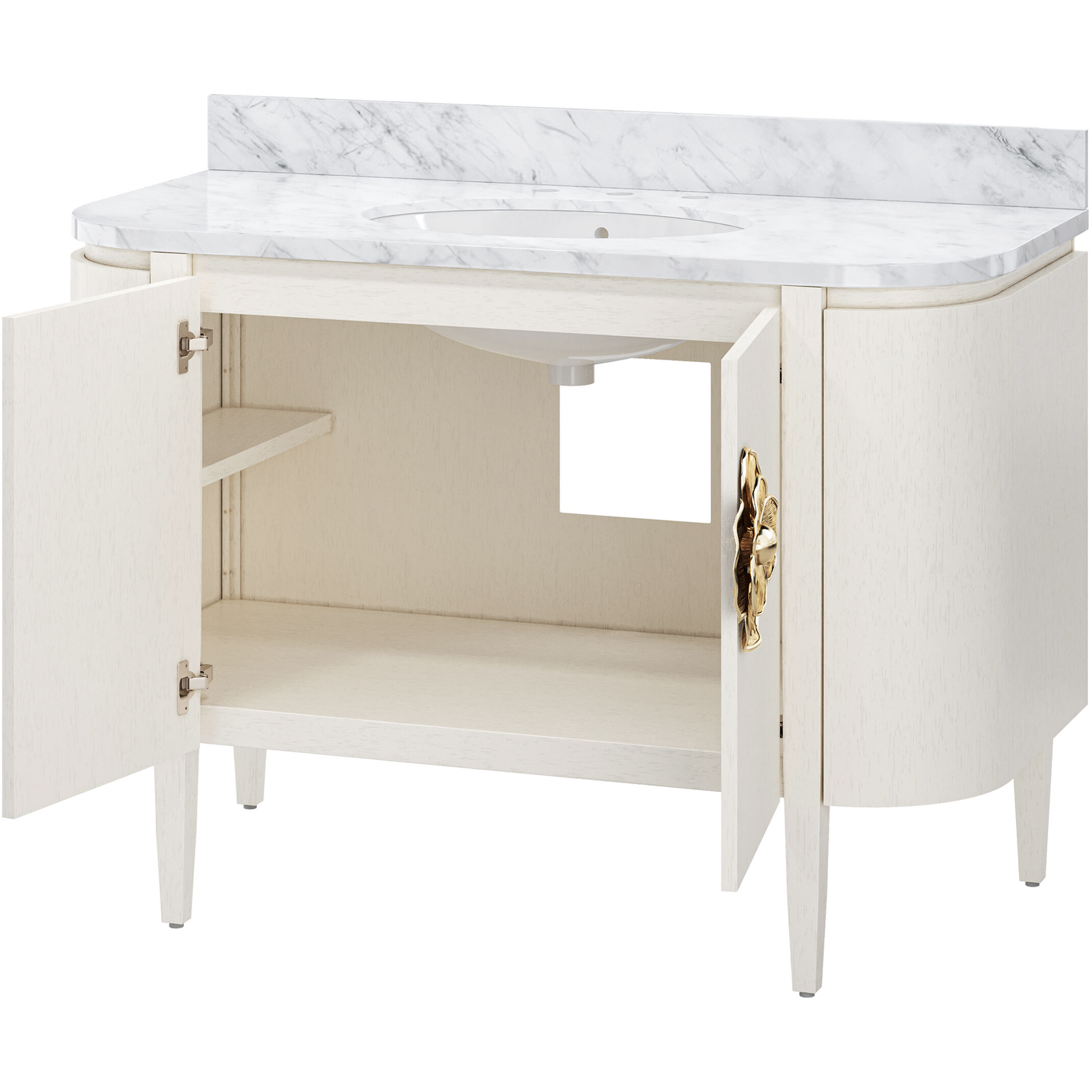 Briallen 48 X 34.25 inch Cerused White/Natural/White/Polished Brass Vanity with Undermount Sink