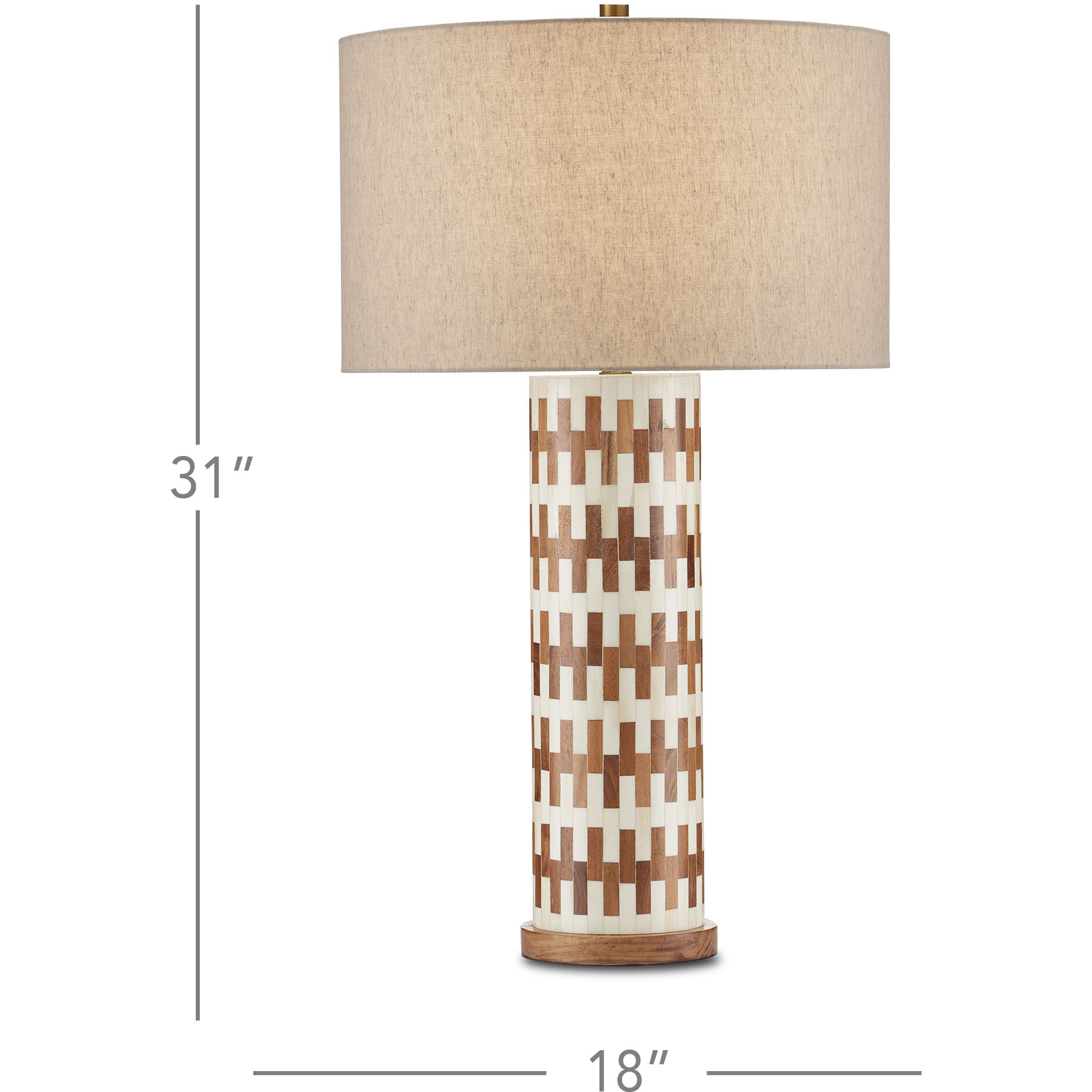 Tia 31 inch 150 watt White and Natural with Antique Brass Table Lamp Portable Light