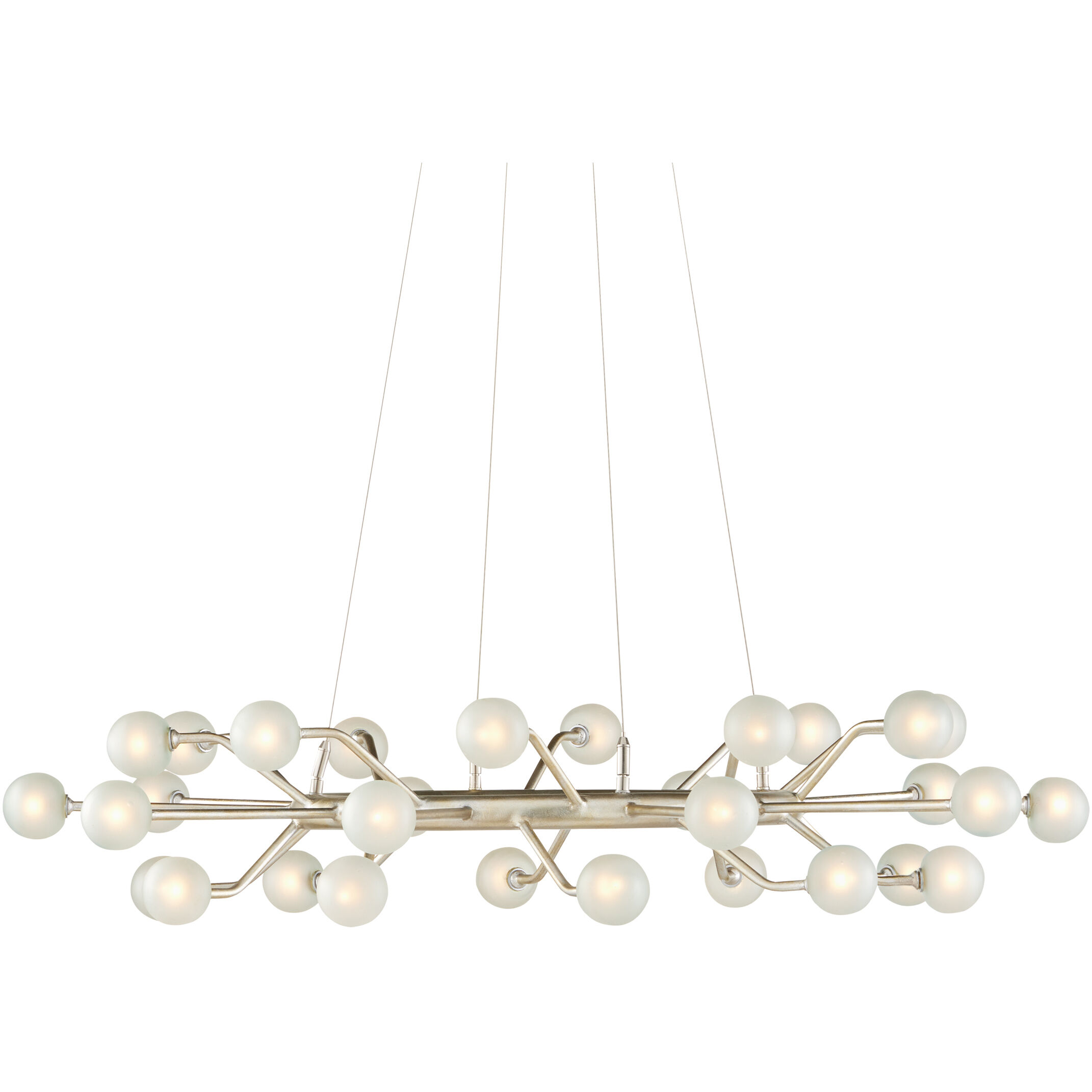 Chaldea 30 Light 39.5 inch Contemporary Silver Leaf and Frosted Chandelier Ceiling Light
