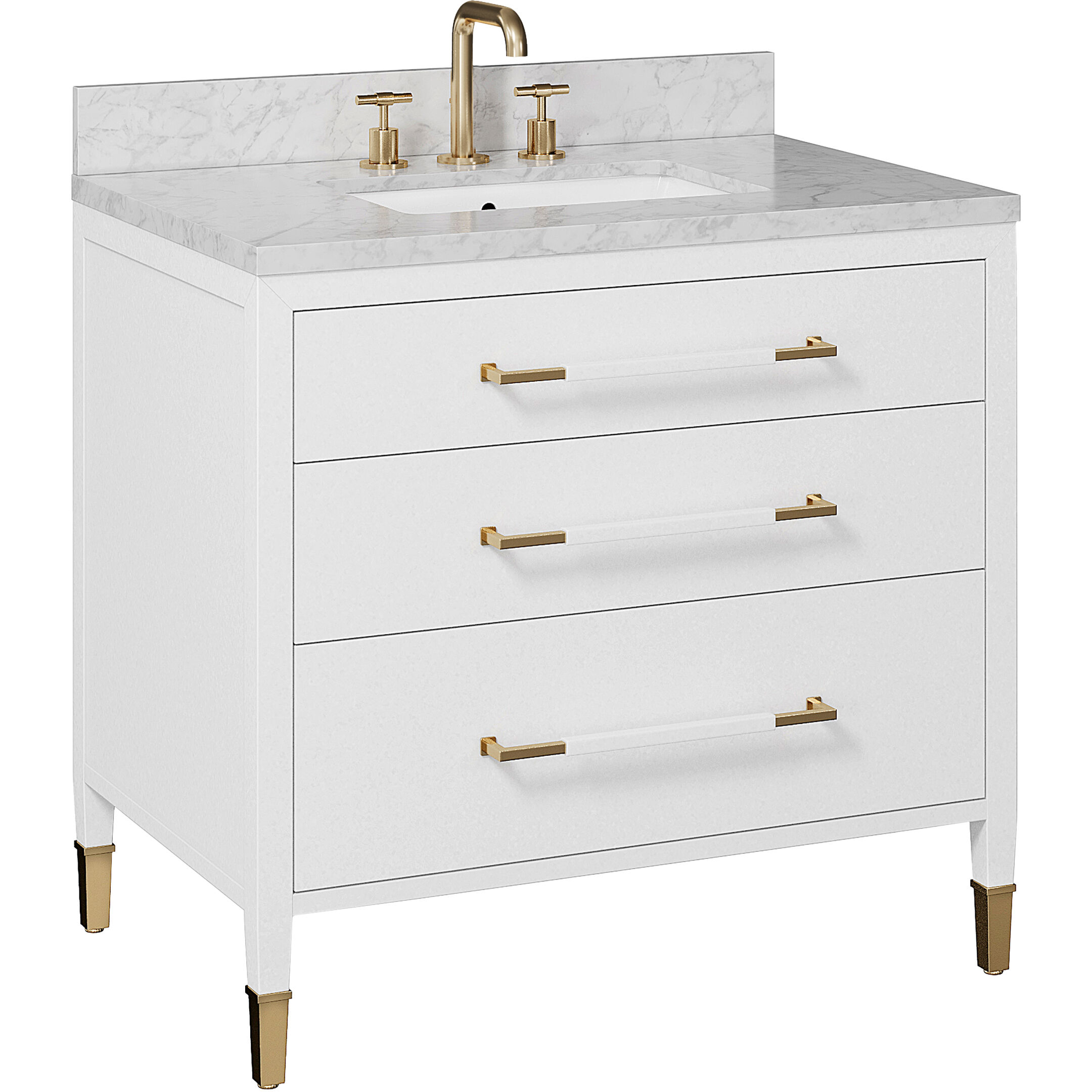 Verona 36 X 34 inch Acrylic White/Natural/White/Champagne Vanity with Undermount Sink