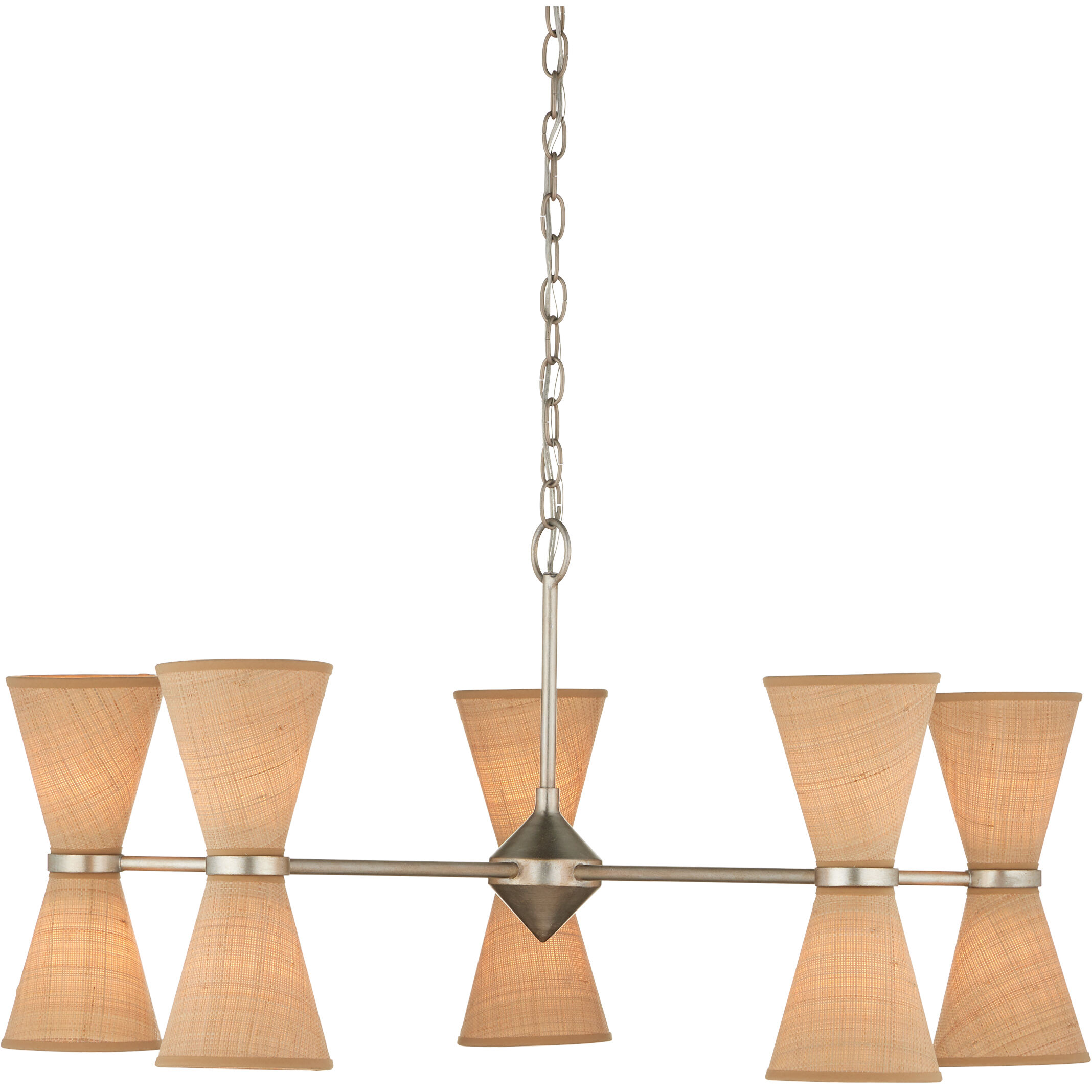 Pennyworth 10 Light 36 inch Contemporary Silver Leaf/Contemporary Silver/Natural Chandelier Ceiling Light