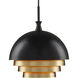 Salviati 3 Light 17.75 inch Black and Gold Leaf Pendant Ceiling Light, Large