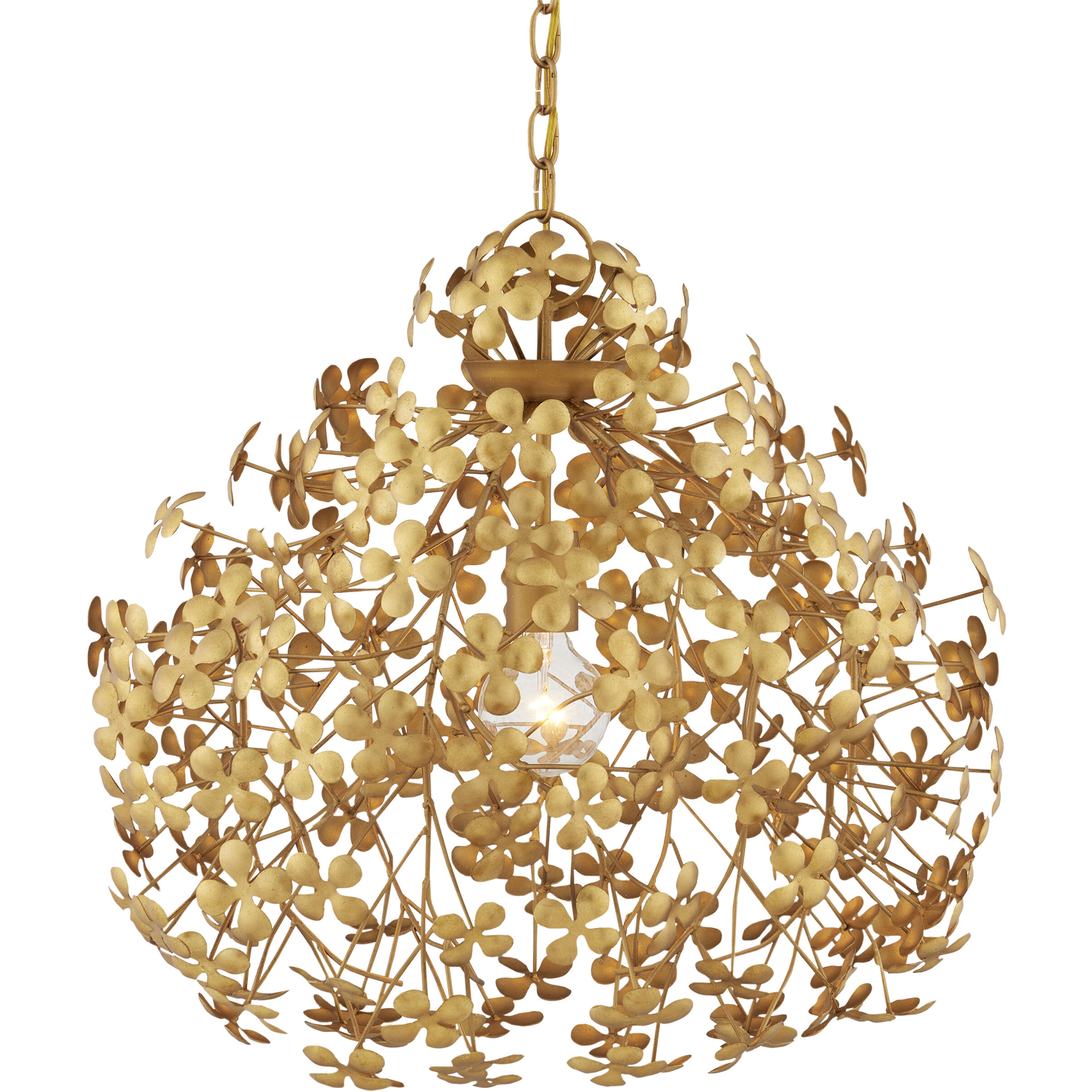 Cloverfield 1 Light 23 inch Contemporary Gold Leaf and Gold Pendant Ceiling Light