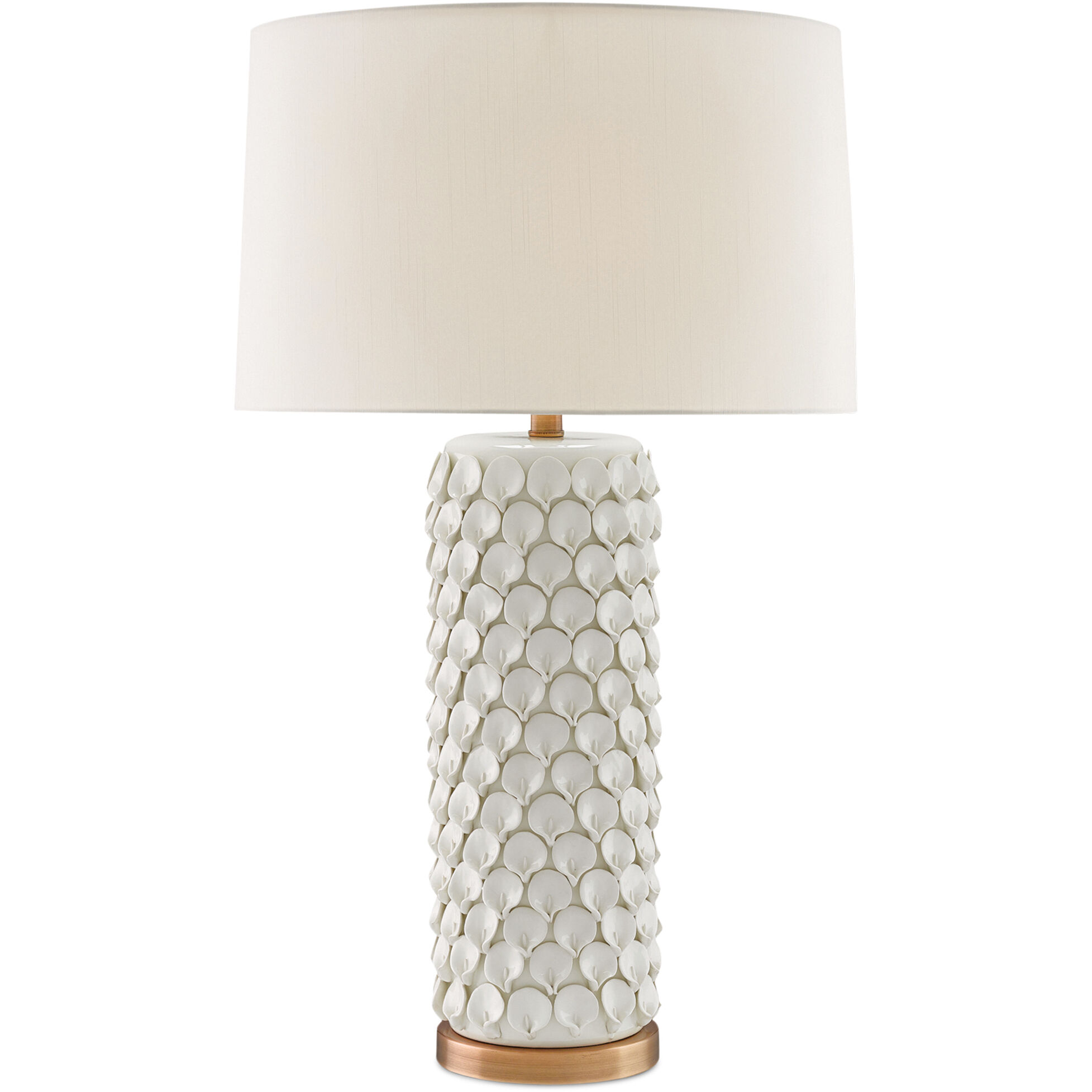 Calla Lily 31.25 inch 150 watt Cream/Antique Brass Table Lamp Portable Light