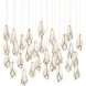 Glace 30 Light 54 inch White and Antique Brass with Silver Multi-Drop Pendant Ceiling Light