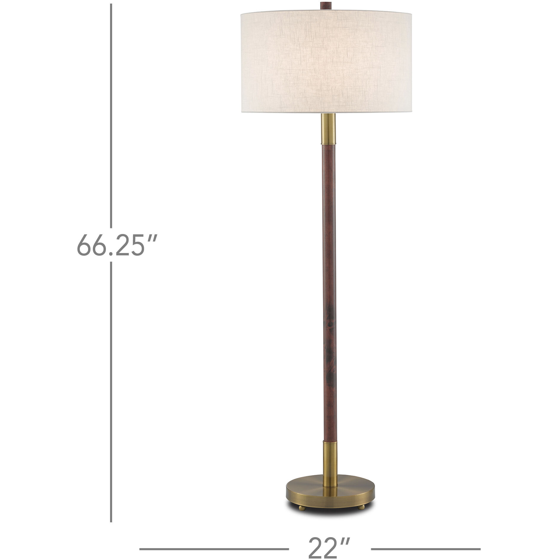 Bravo 66.25 inch 150 watt Mahogany/Antique Brass Floor Lamp Portable Light
