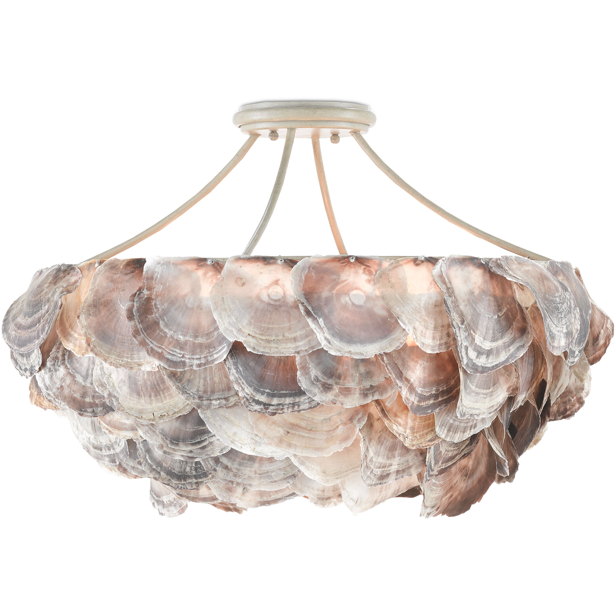 Seahouse 6 Light 22 inch Smokewood/Natural Shell Chandelier Ceiling Light, Convertible to Semi-Flush