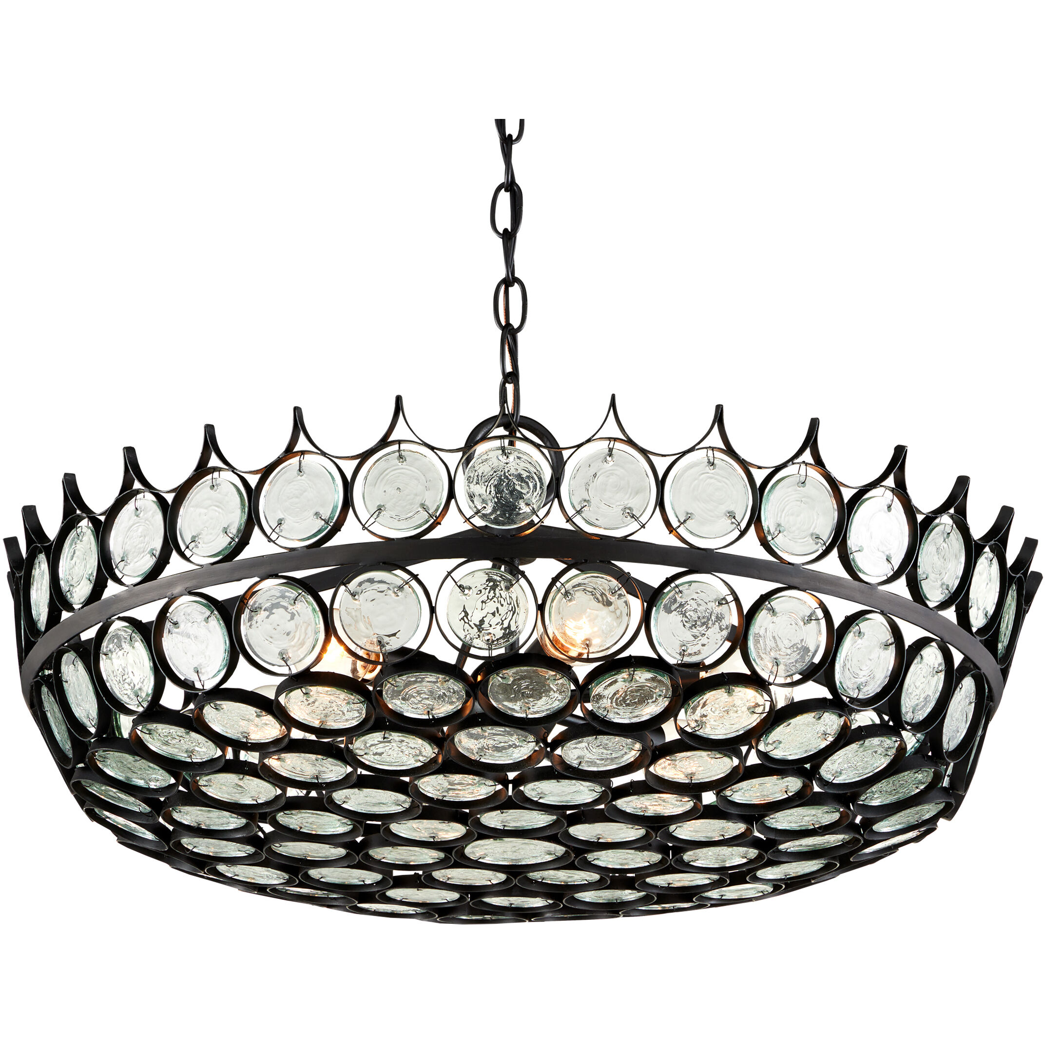 Augustus 6 Light 25.75 inch Satin Black and Clear Chandelier Ceiling Light, Small, Bunny Williams Collection