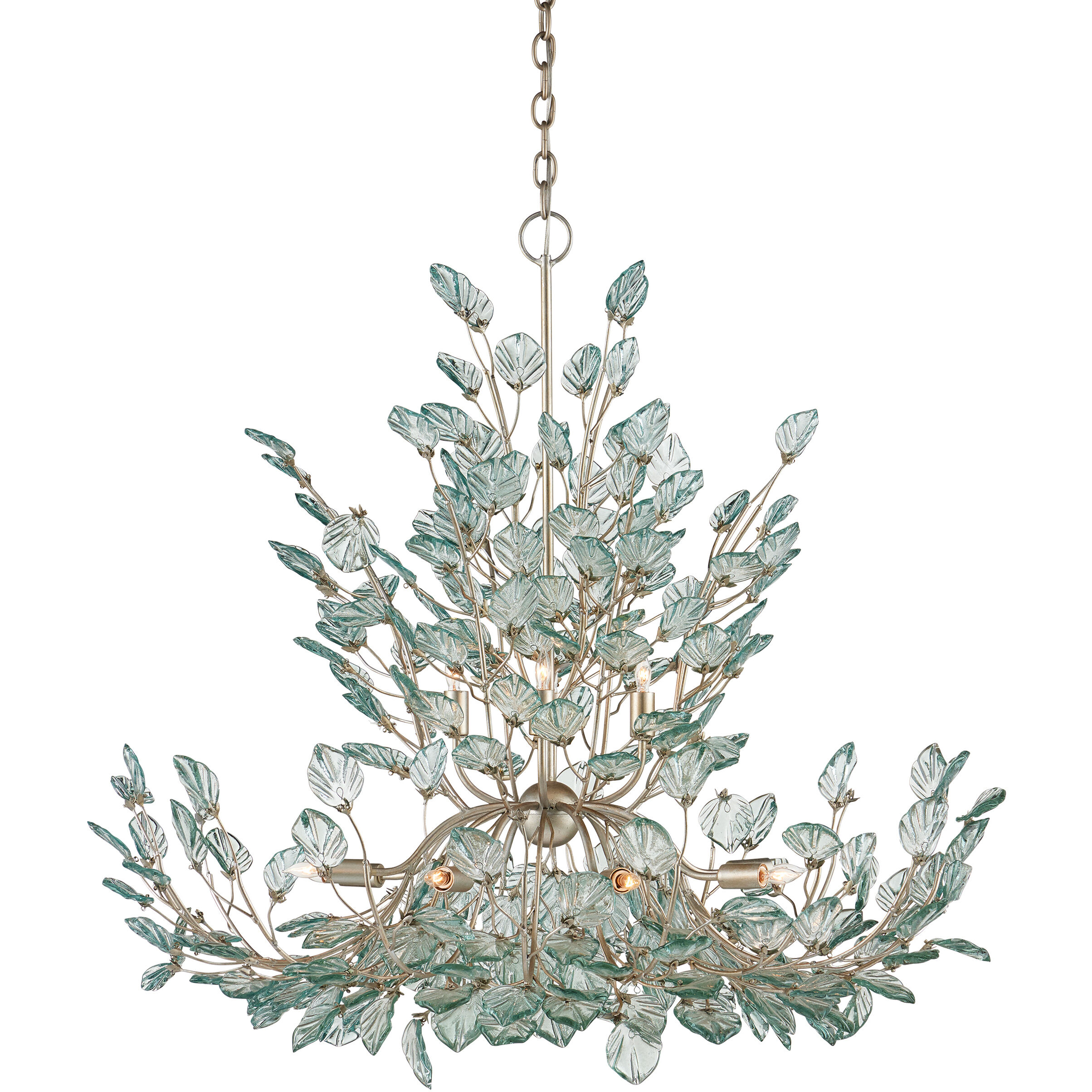 Baobab 12 Light 41 inch Clear/Contemporary Silver Leaf/Contemporary Silver Chandelier Ceiling Light, Large