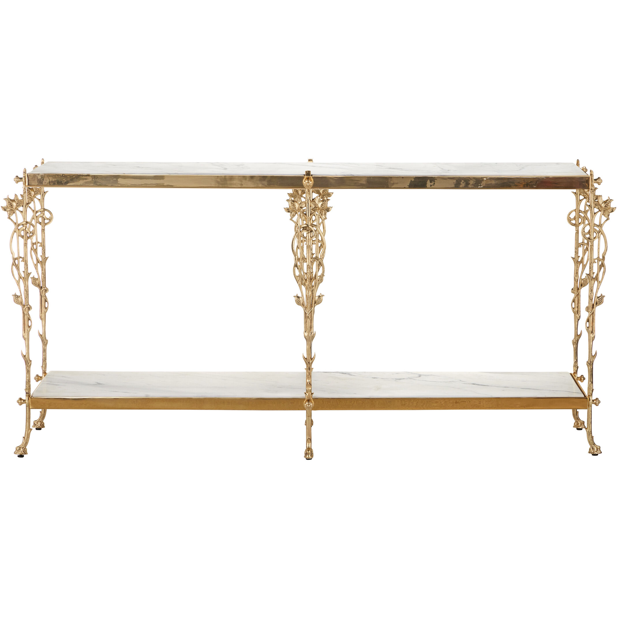 Fiore 72 inch Polished Brass/Natural Console Table