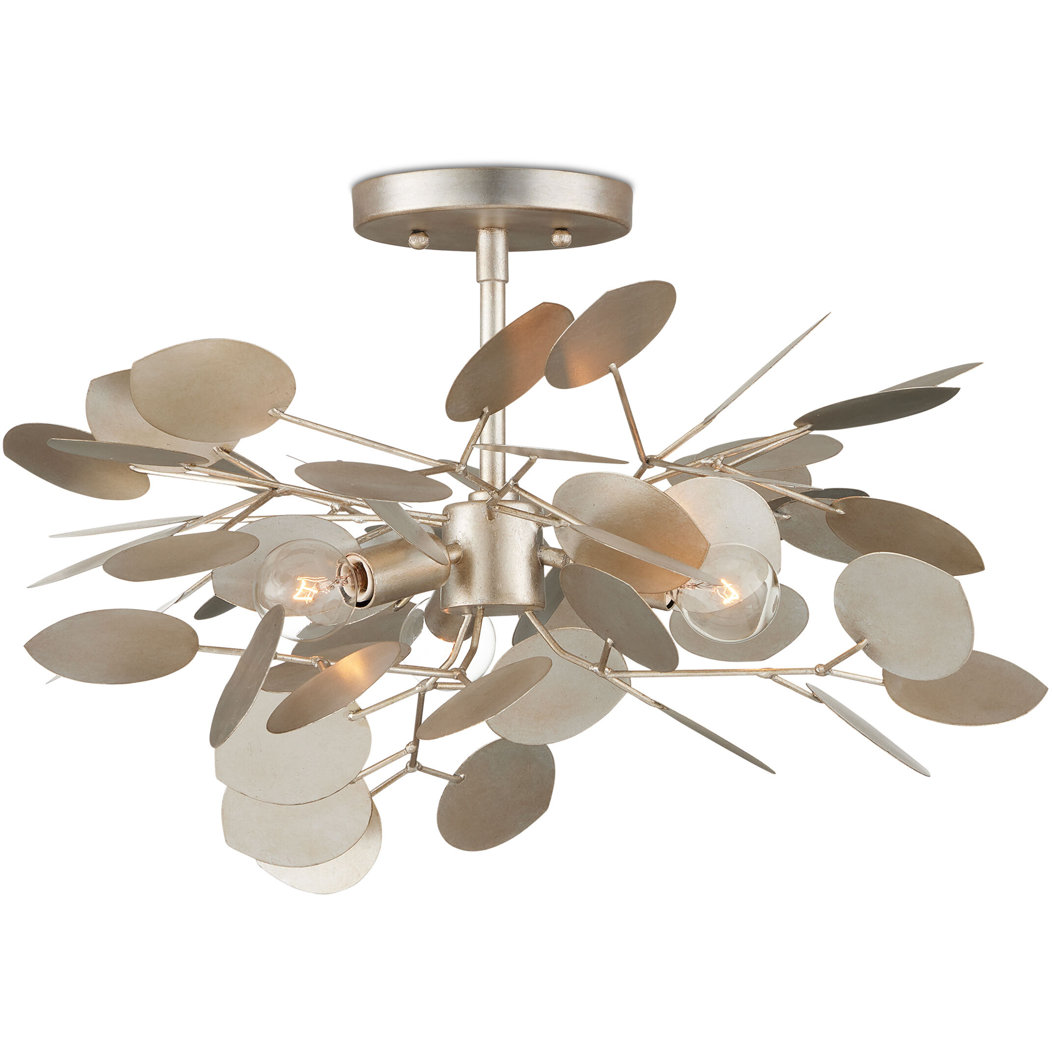 Lunaria 3 Light 19 inch Contemporary Silver Leaf Semi-Flush Mount Ceiling Light