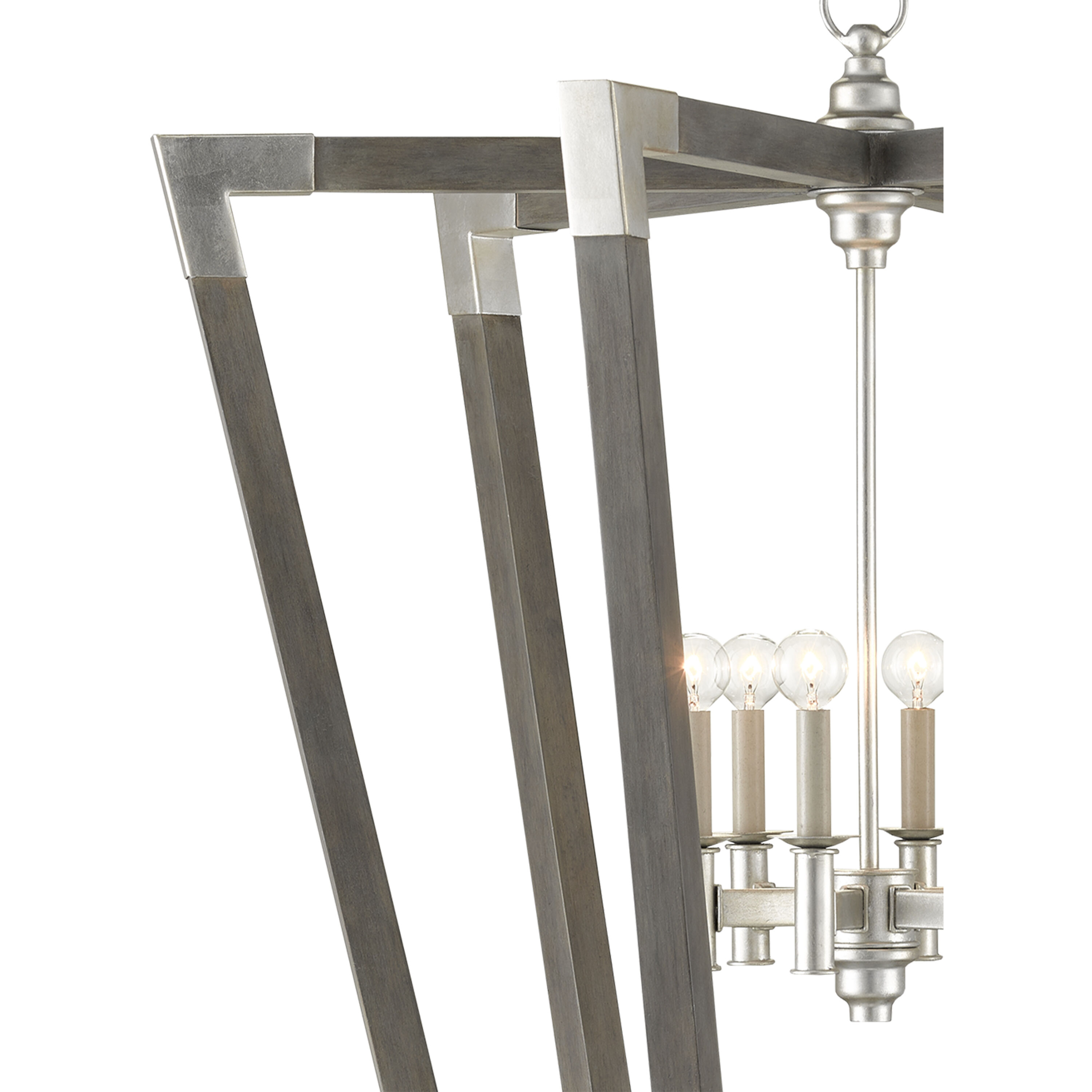 Bastian 6 Light 37.25 inch Chateau Gray/Contemporary Silver Leaf Chandelier Ceiling Light, Large