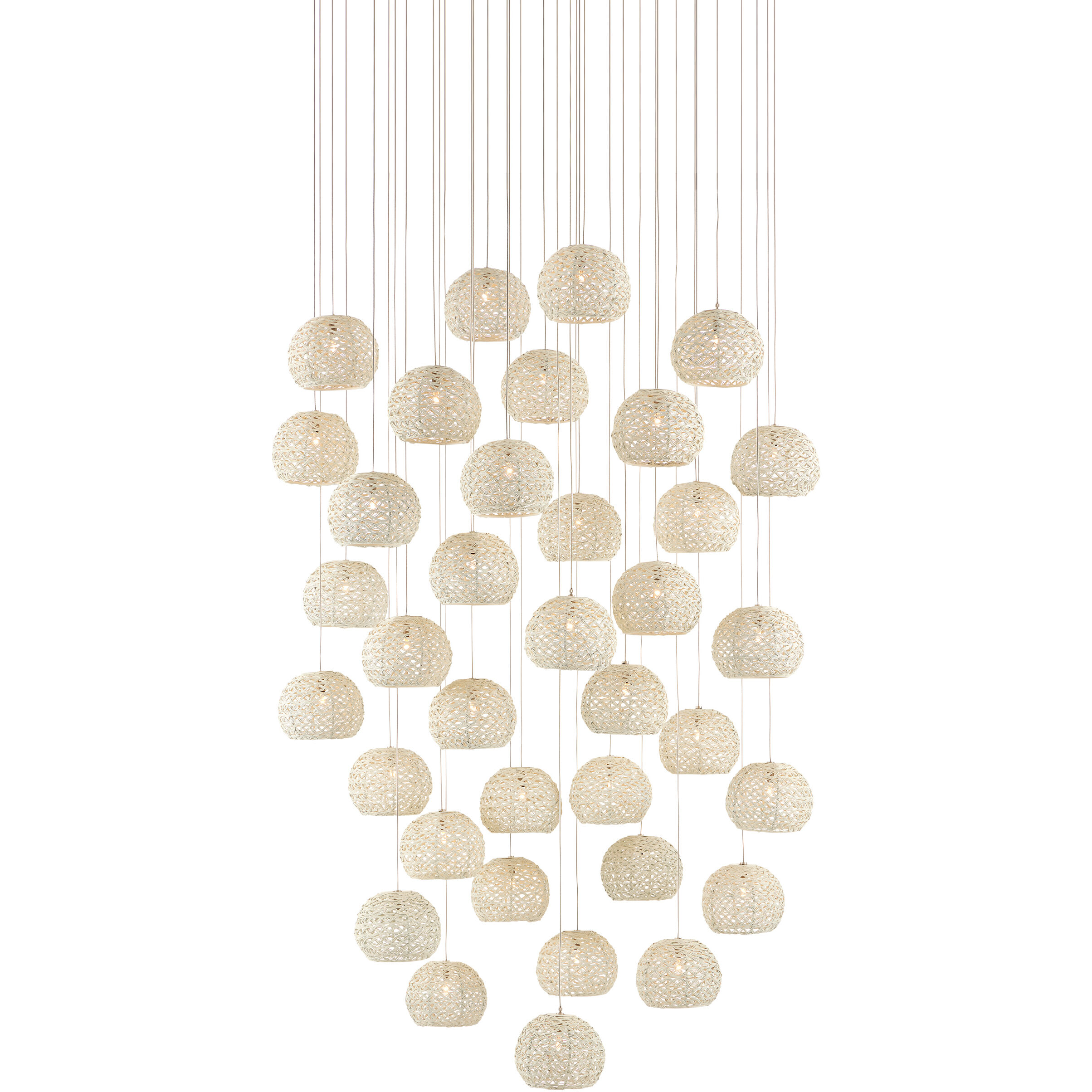 Piero 36 Light 37 inch White/Painted Silver Multi-Drop Pendant Ceiling Light
