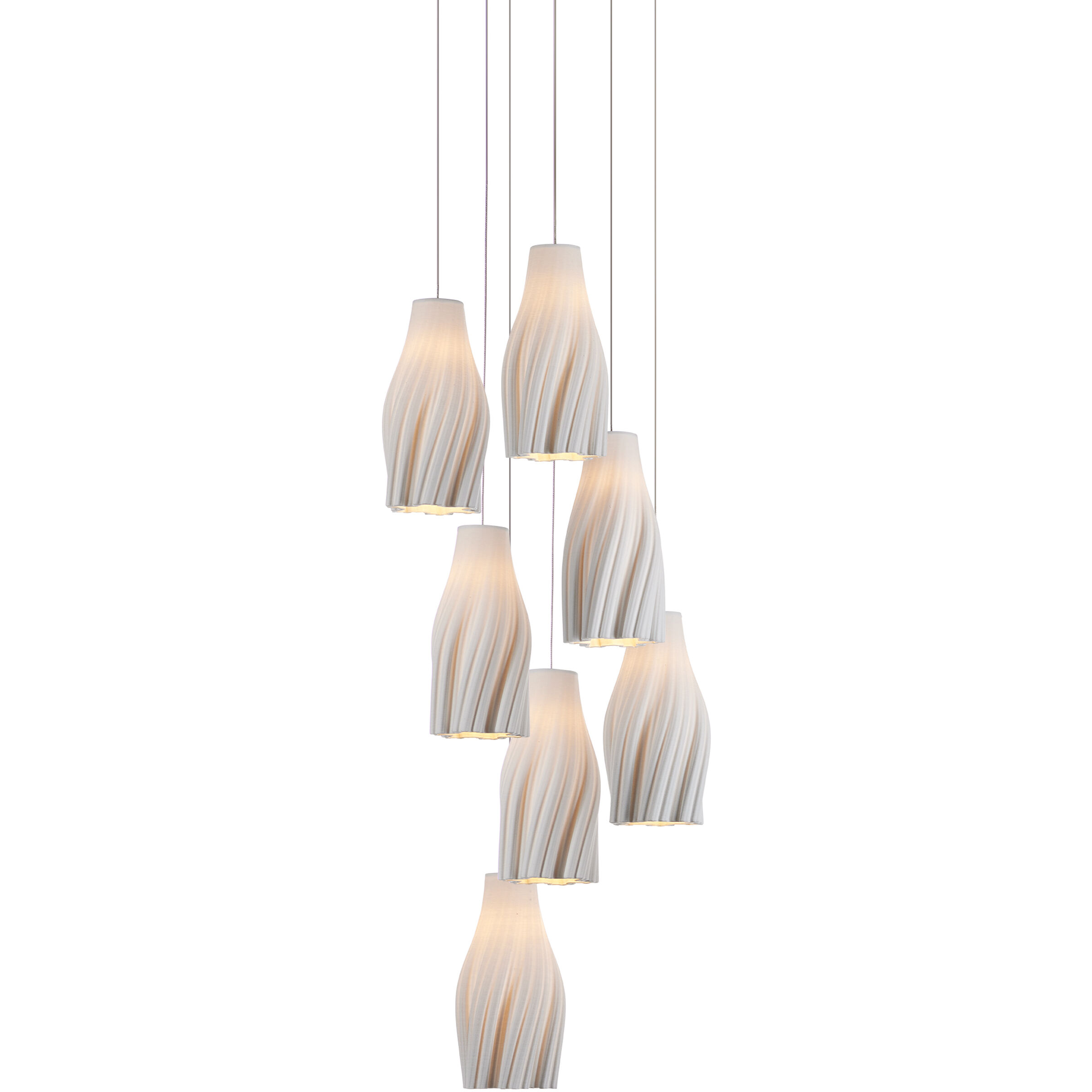 Posh 7 Light 13 inch White/Silver Multi-Drop Pendant Ceiling Light