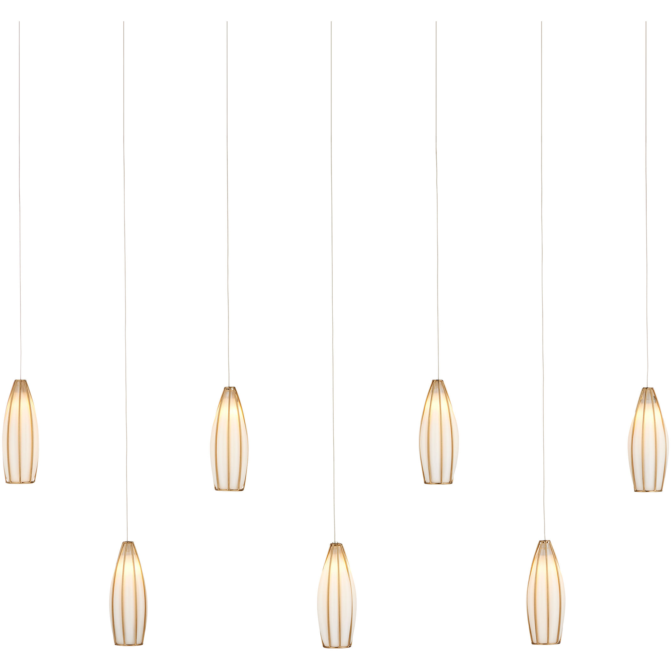 Parish 7 Light 57 inch White/Antique Brass/Silver Multi-Drop Pendant Ceiling Light