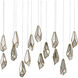 Glace 15 Light 48 inch Painted Silver/Antique Brass Multi-Drop Pendant Ceiling Light