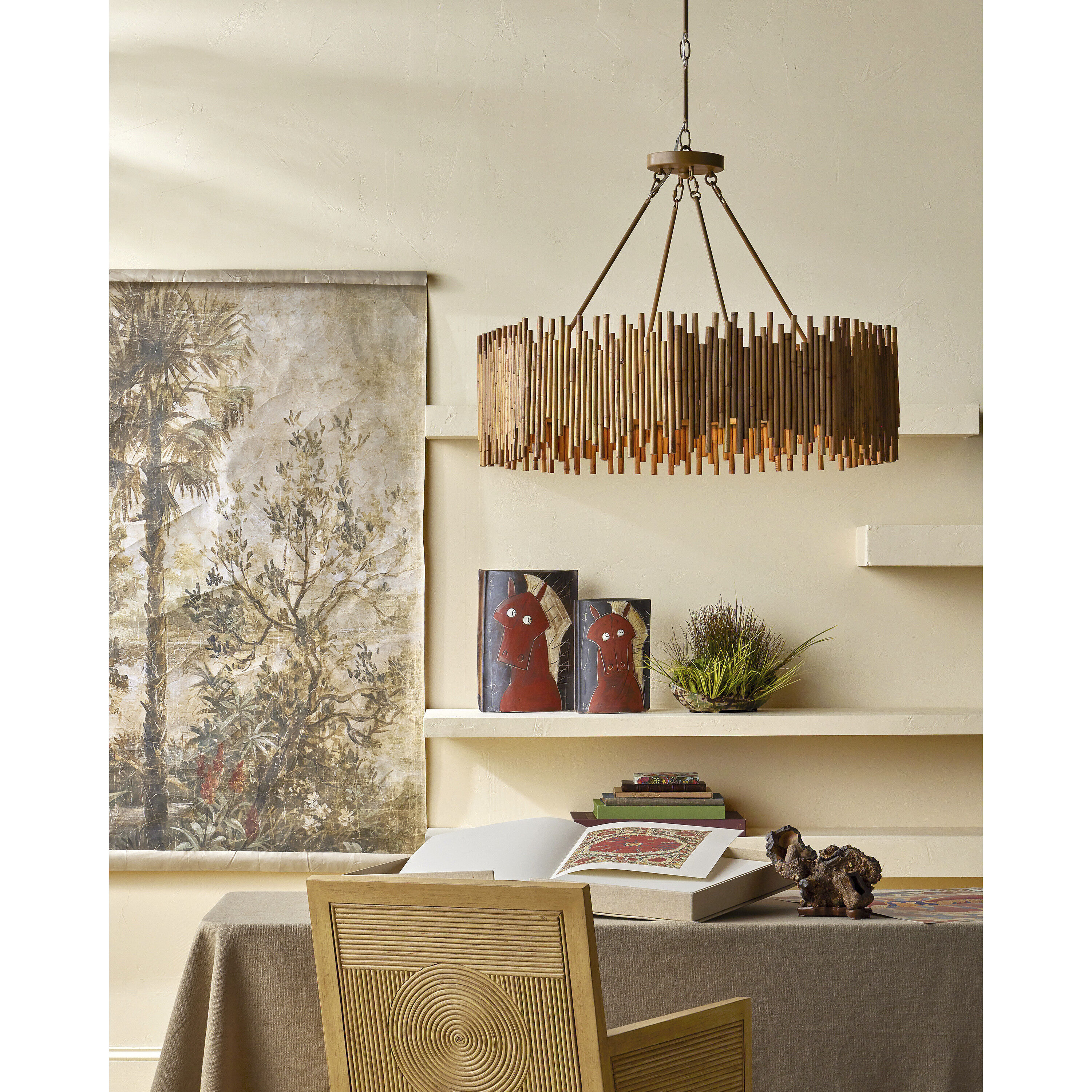 Teahouse 8 Light 32.25 inch Natural/Khaki Chandelier Ceiling Light