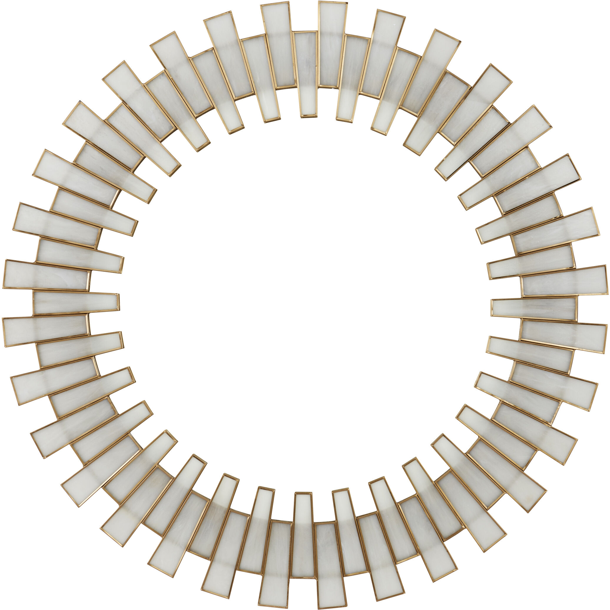 Glasdele 39.5 inch Antique Brass/White/Mirror Mirror