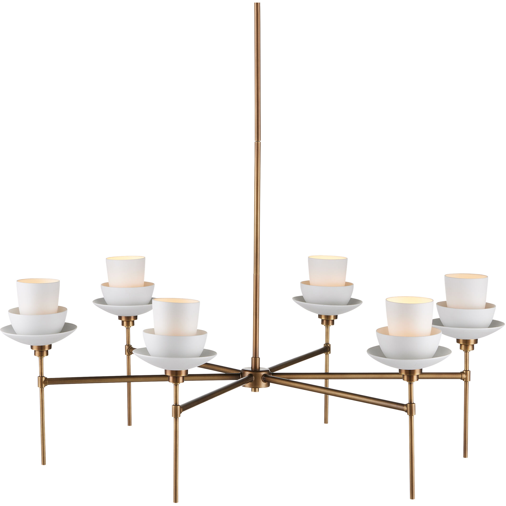 Etiquette 6 Light 40.5 inch Antique Brass/White Chandelier Ceiling Light