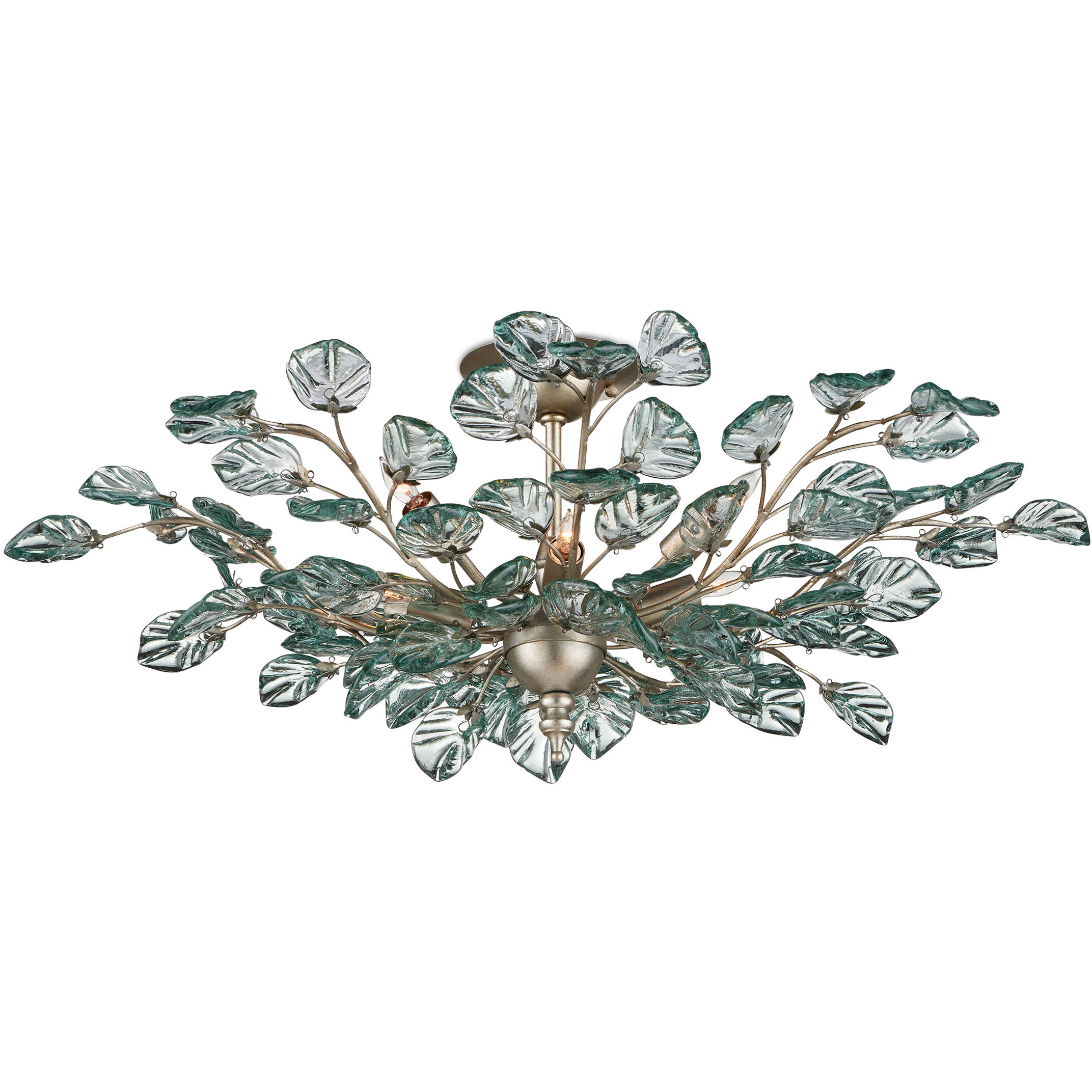 Baobab 8 Light 33.5 inch Contemporary Silver Leaf/Clear Semi-Flush Mount Ceiling Light