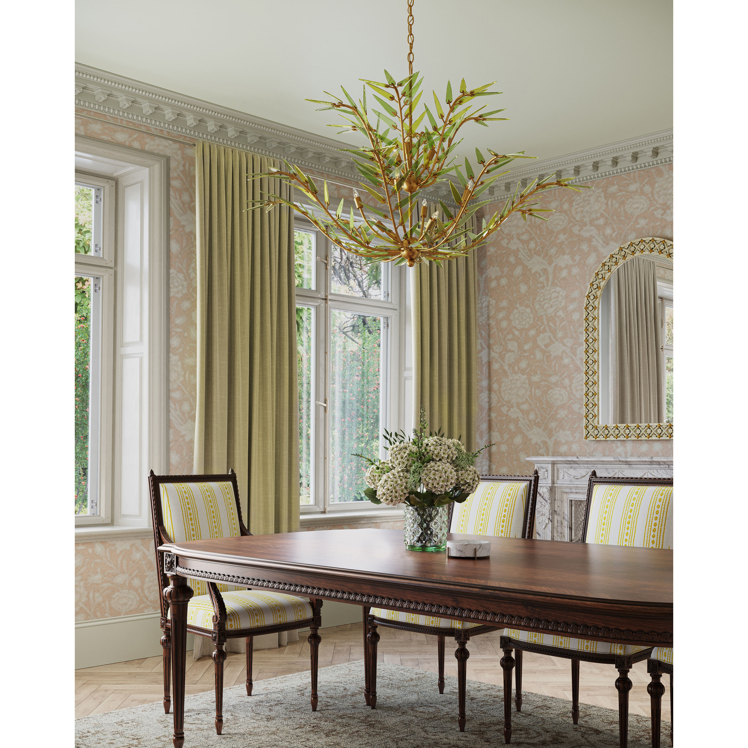 Babylon 11 Light 47 inch Green/Contemporary Gold Leaf/Contemporary Gold Two-Tier Chandelier Ceiling Light