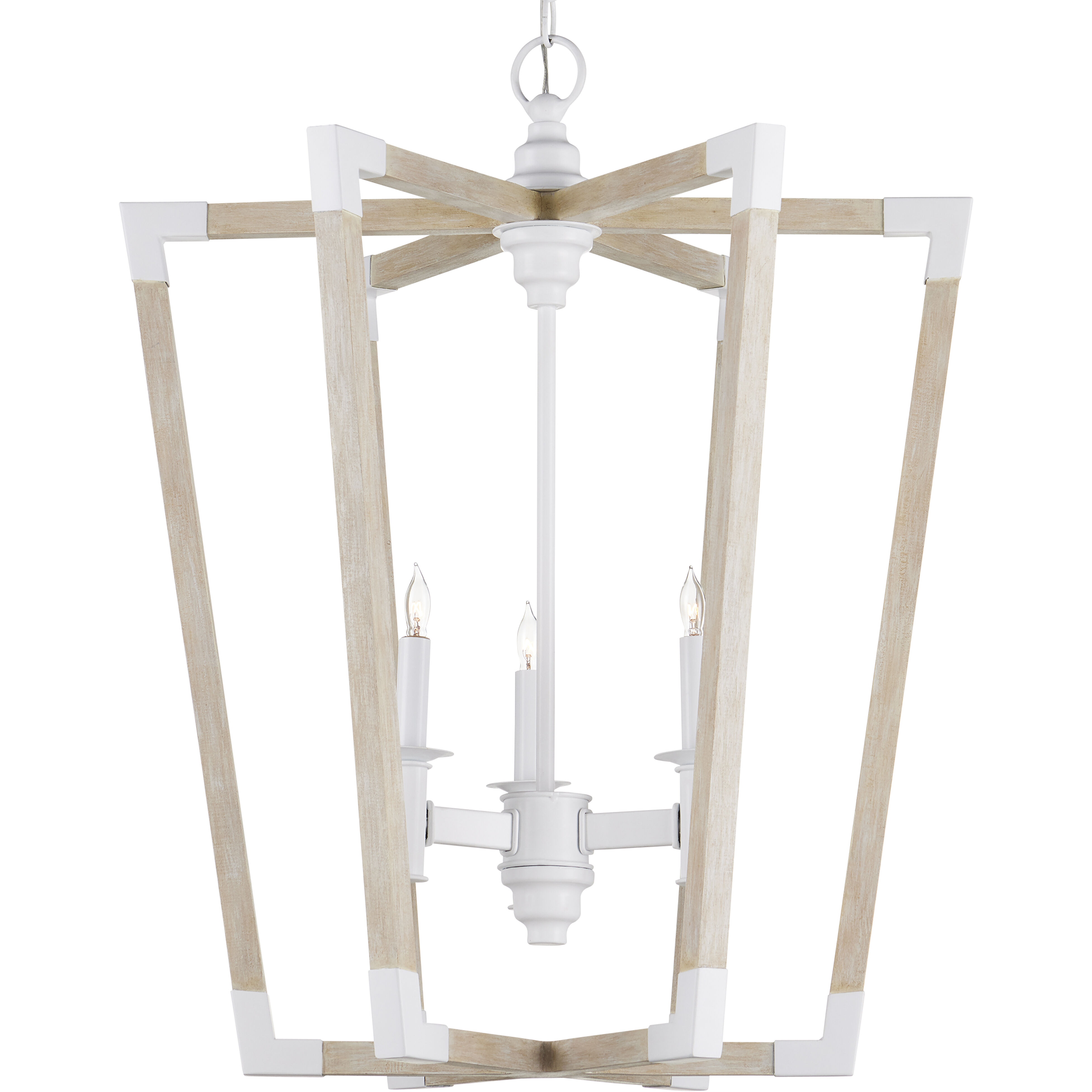 Bastian 3 Light 23.5 inch Sugar White and Sandstone Lantern Chandelier Ceiling Light, Medium