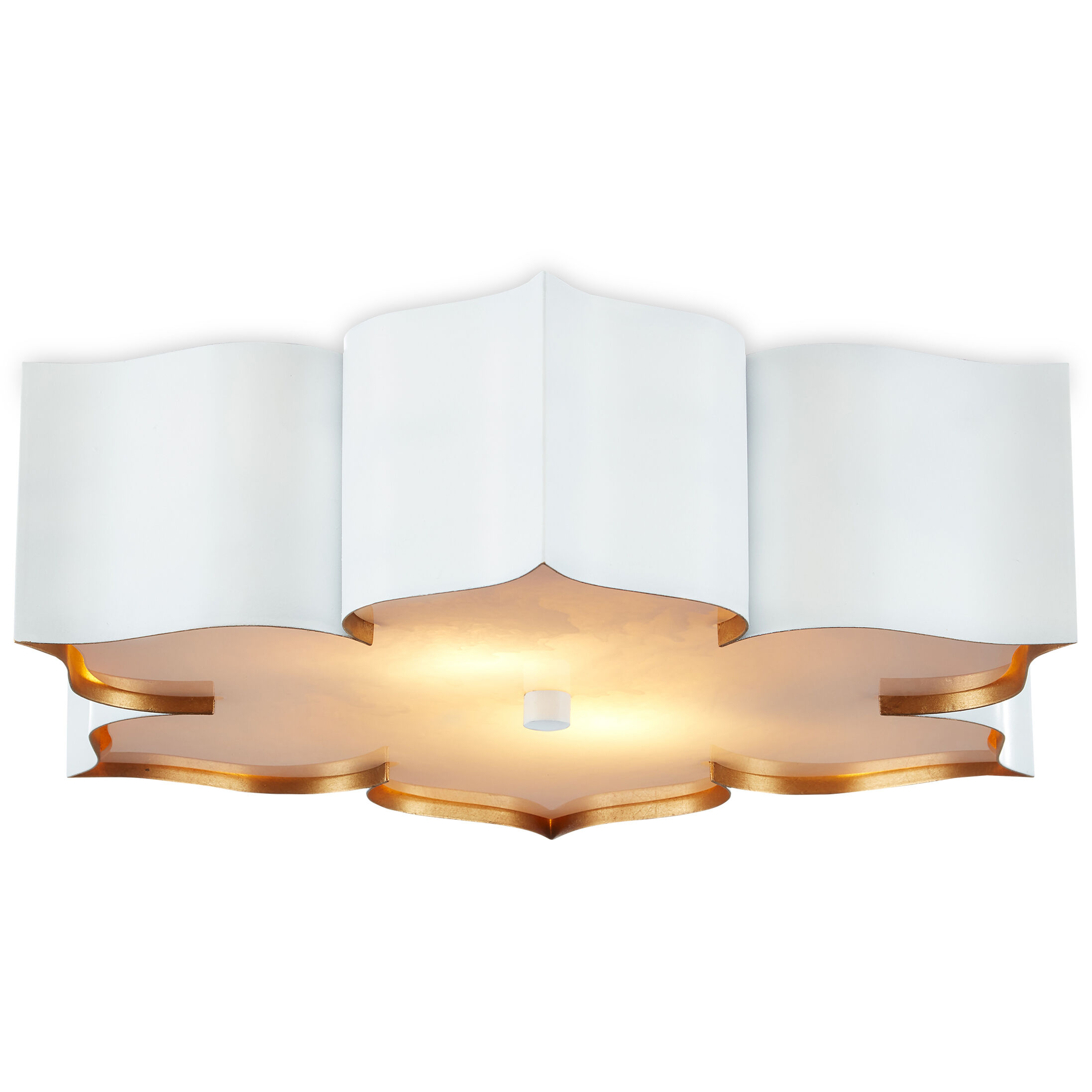 Grand Lotus 2 Light 19 inch Sugar White/Contemporary Gold Flush Mount Ceiling Light