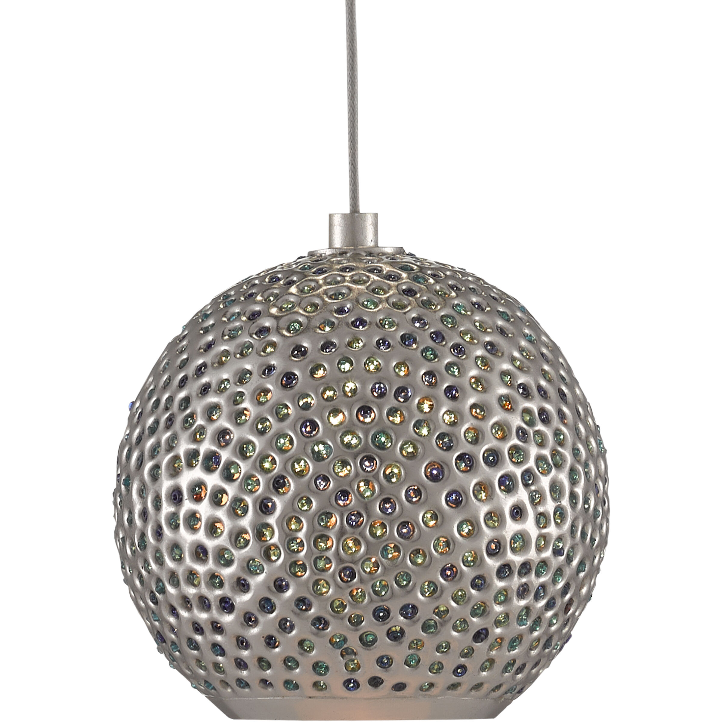 Giro 15 Light 24 inch Painted Silver/Nickel/Blue Multi-Drop Pendant Ceiling Light
