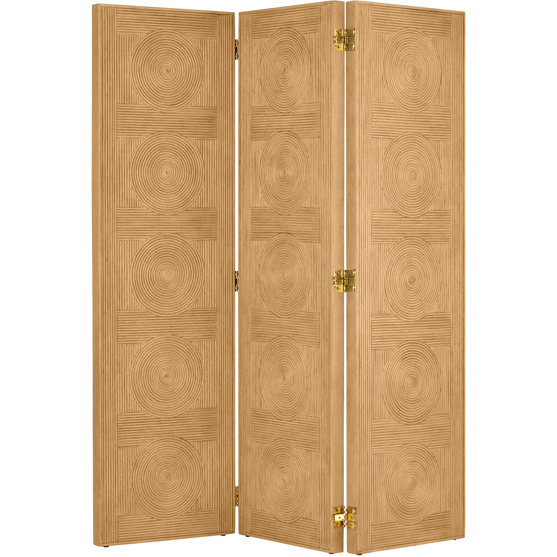 Santos 76 inch Sea Sand/Brass Room Divider Screen